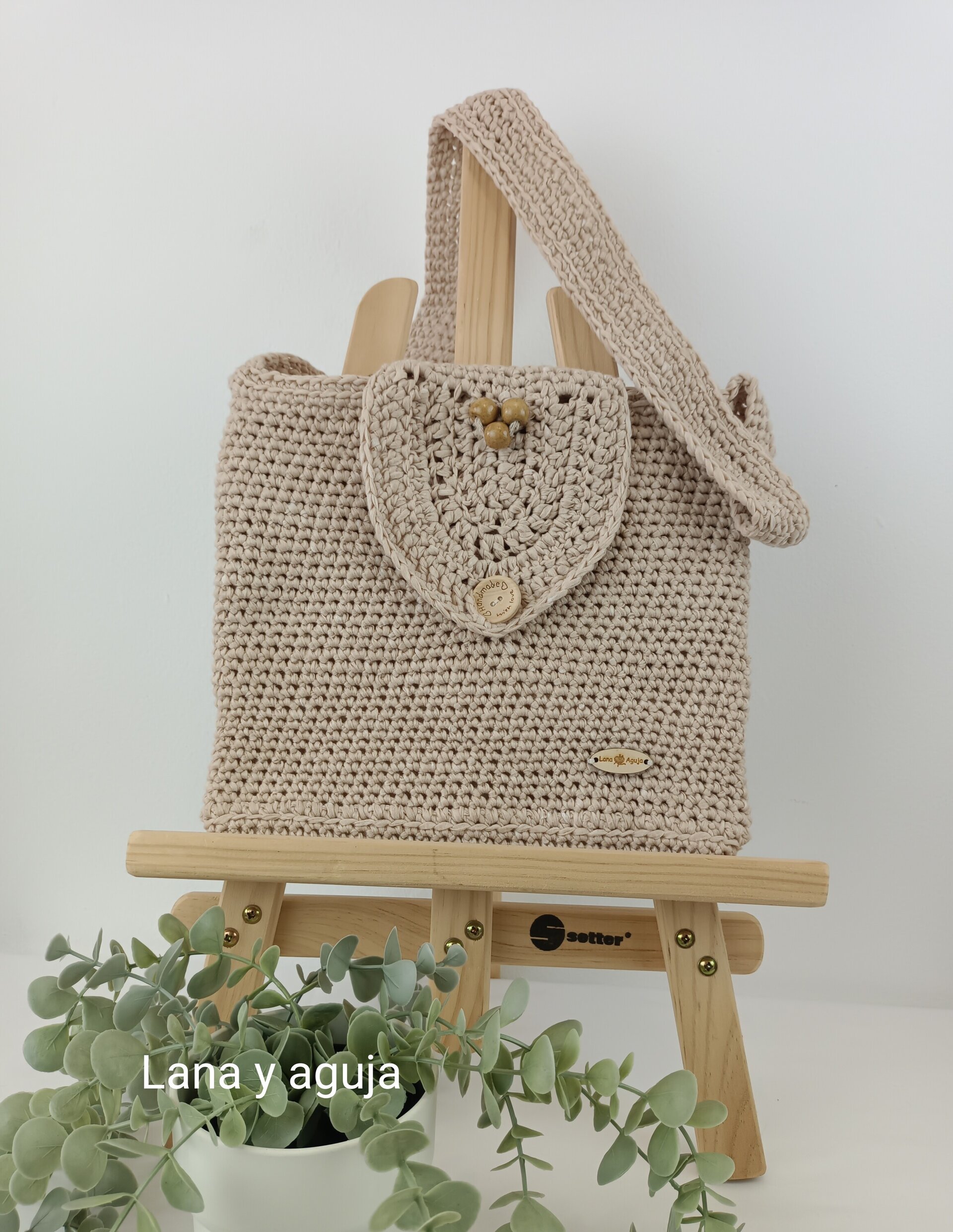 Bolso de crochet, bolso de hombro, tejido a mano, diseño original. - 4