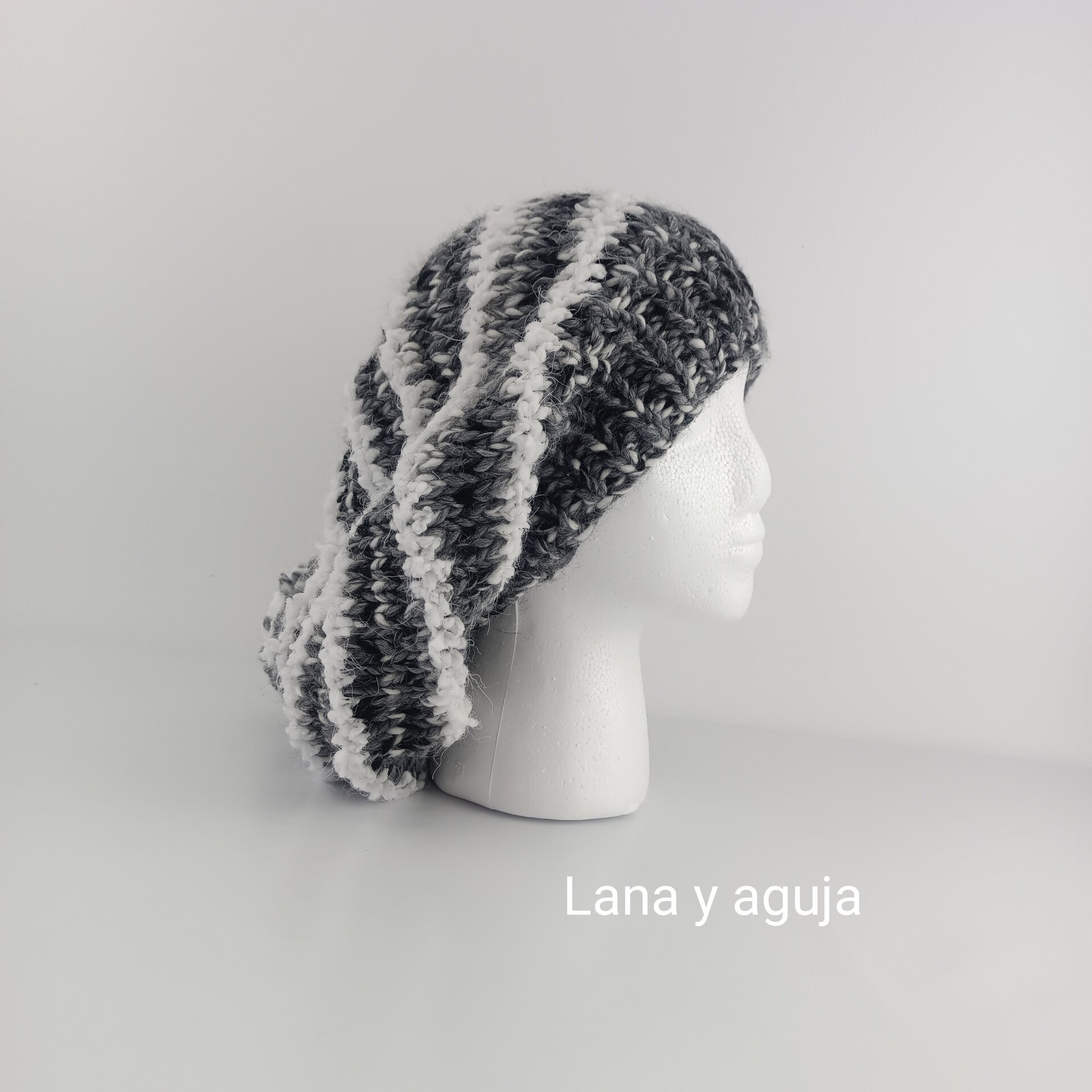 Gorro holgado, boina suelta, tejido a mano. - 3
