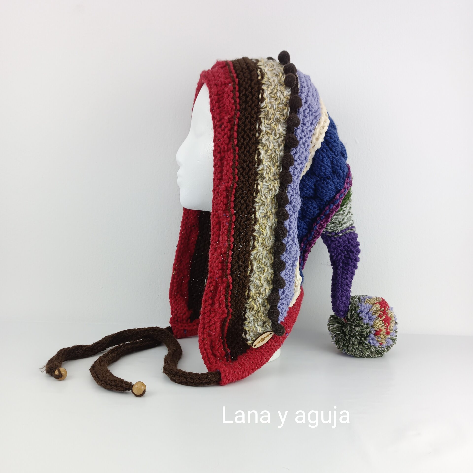 Gorro tejido invierno, gorro lana largo, gorro capucha, VARIOS COLORES. - 6