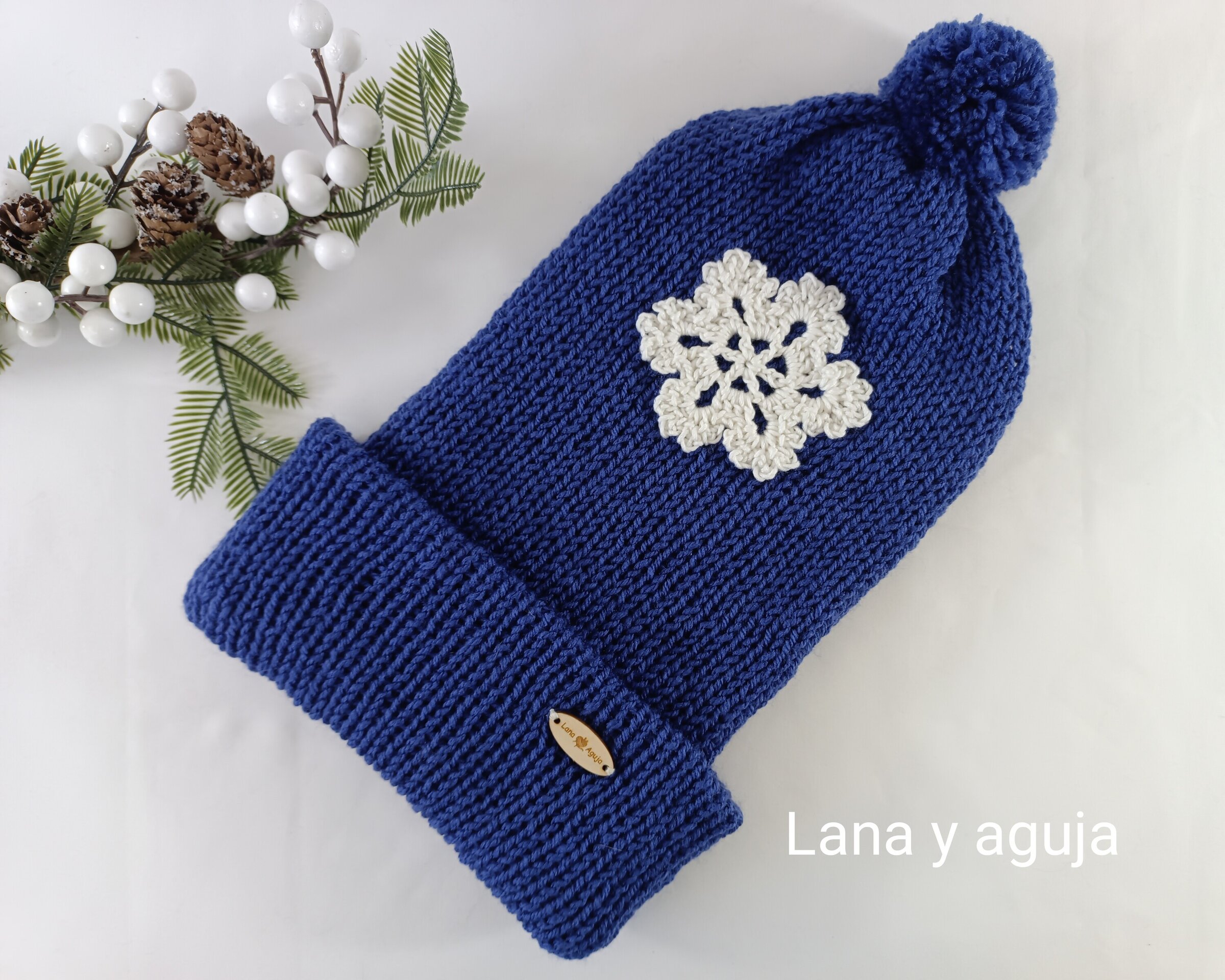 Gorro de lana largo, unisex, copo de nieve. VARIOS COLORES - 4