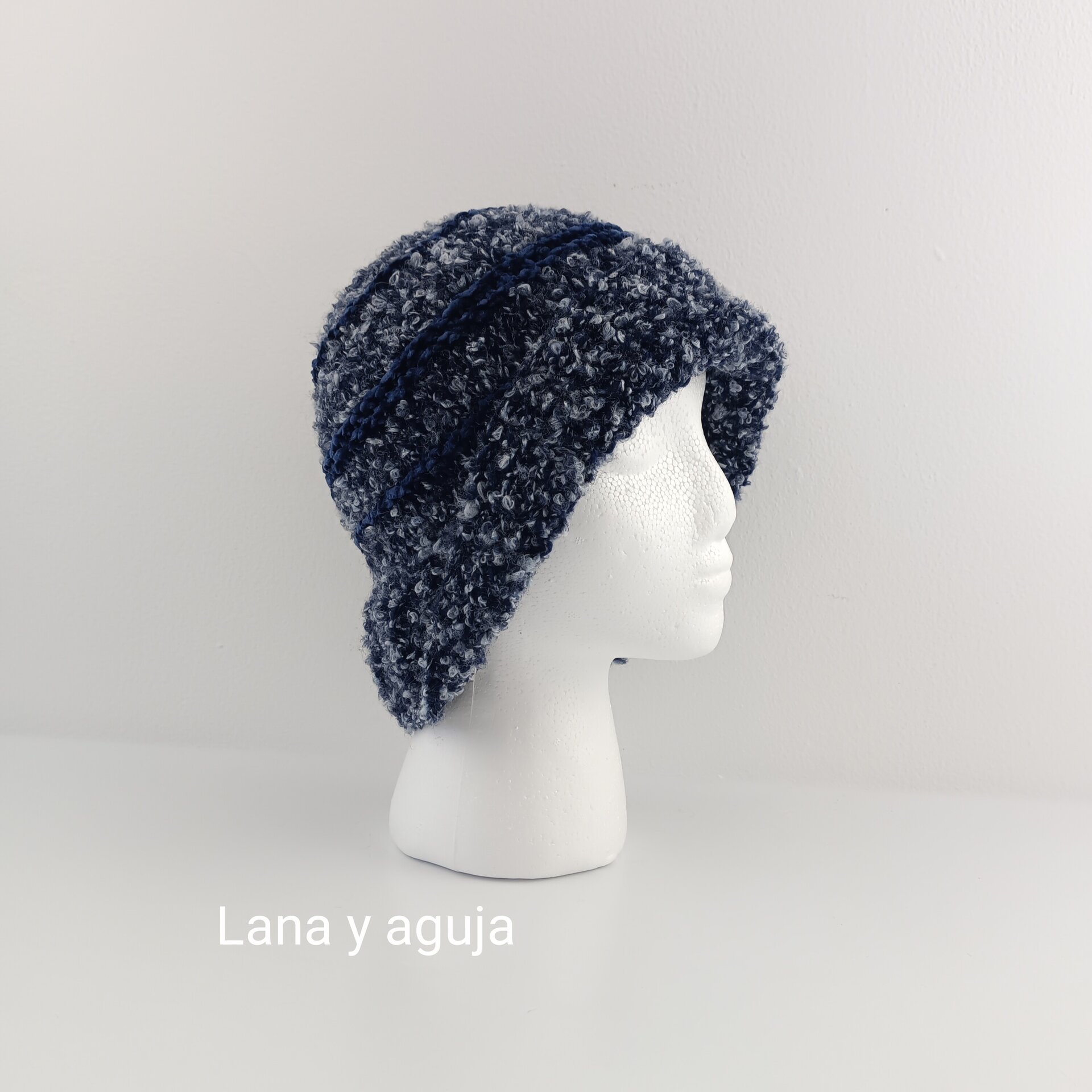 Fedora de lana, sombrero tejido a mano, gorro estilo años 20. - 3