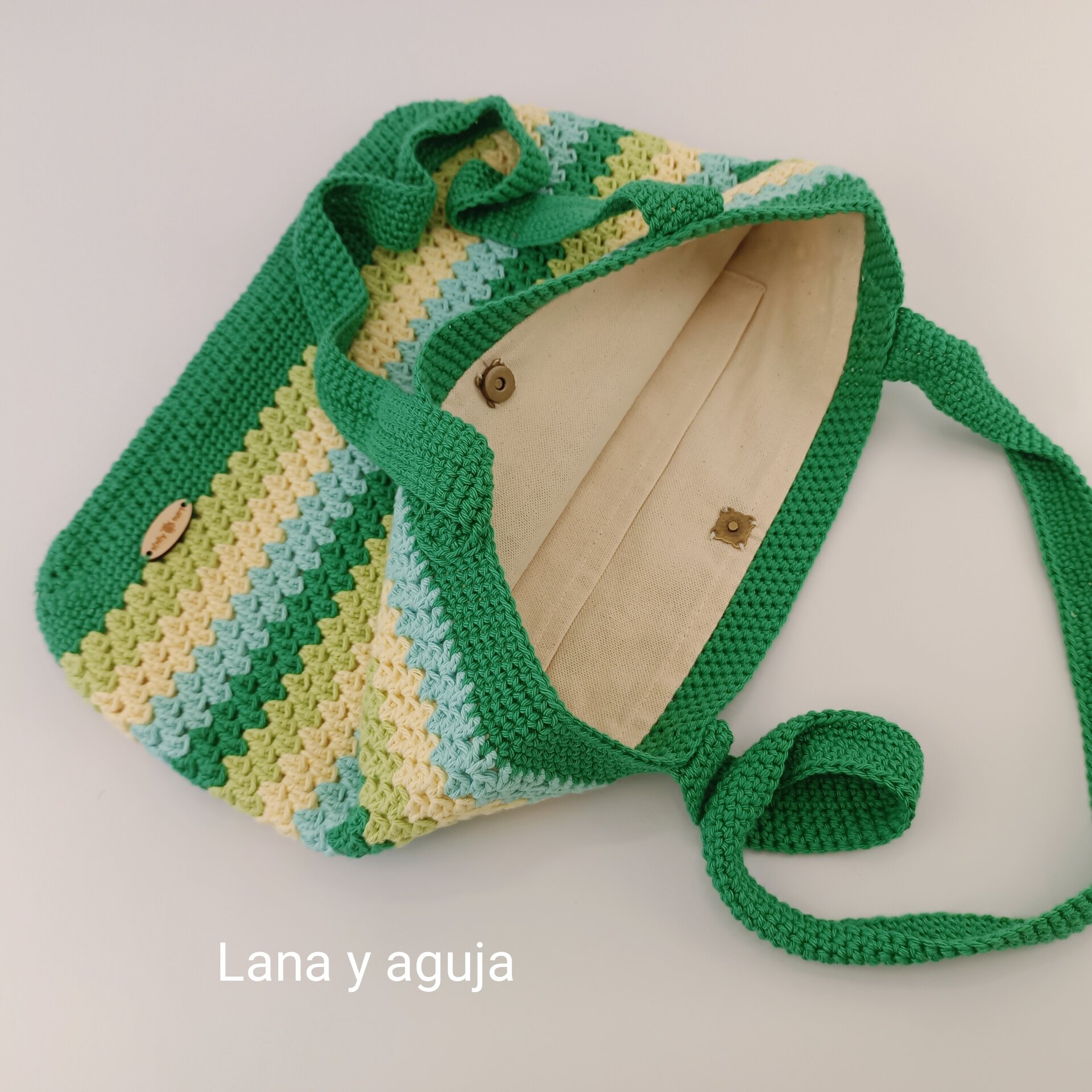 Bolso de crochet, bolso de asas, tejido a mano, VARIOS COLORES. - 4