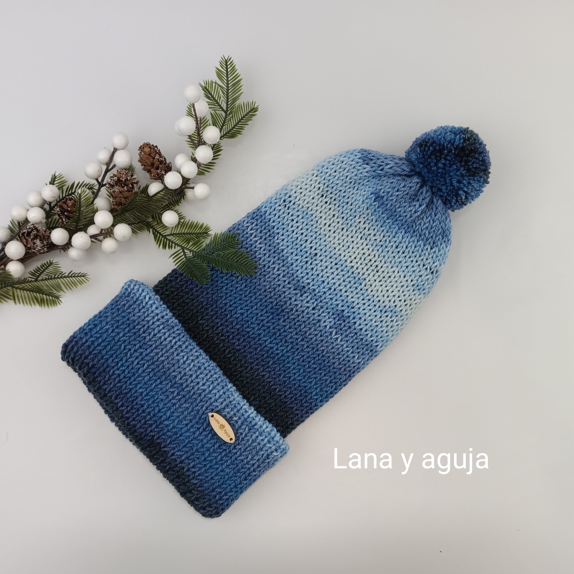 Gorro de lana largo, unisex, pompón, tejido doble. VARIOS COLORES - 5
