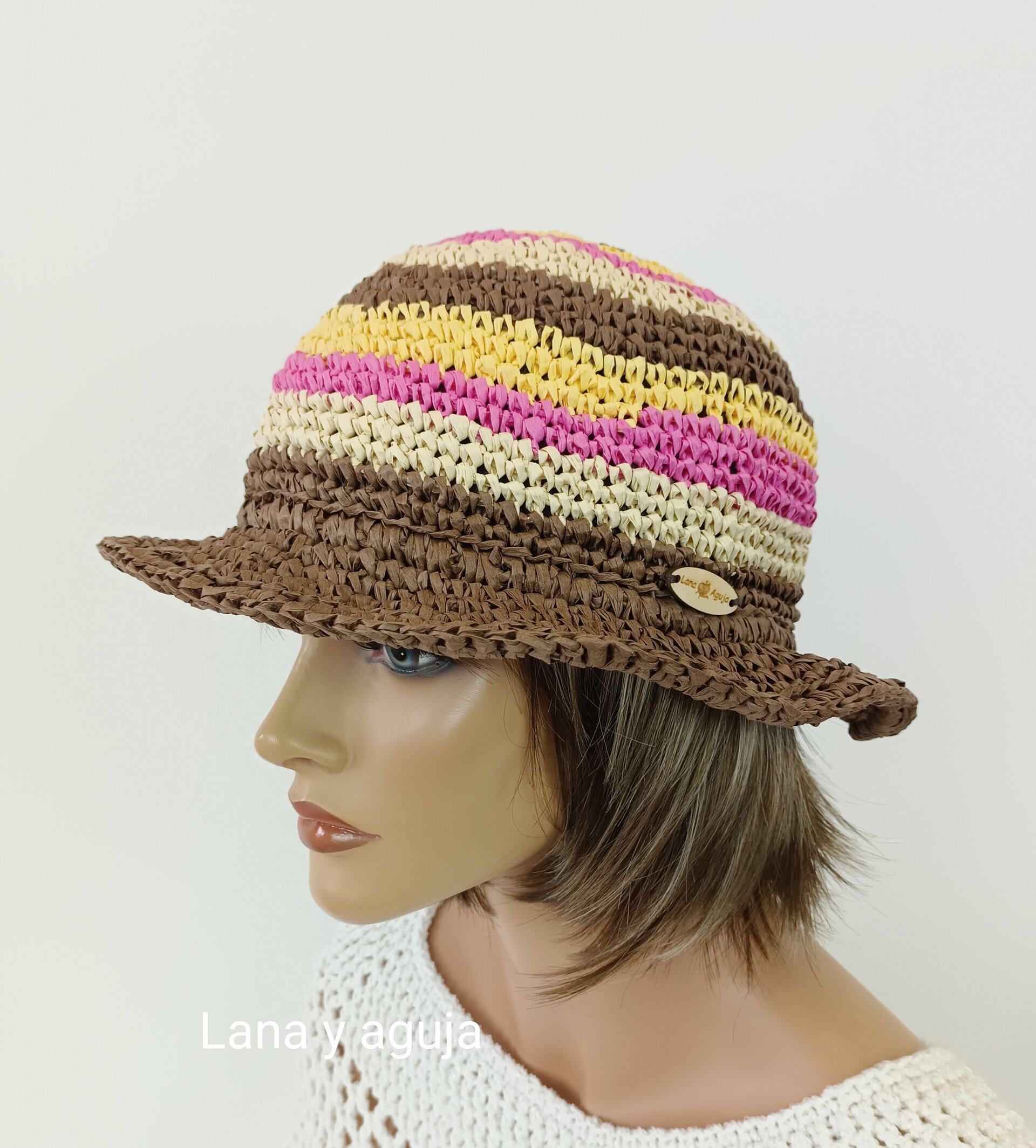 Gorro de rafia, sombrero visera, pamela para verano - 2