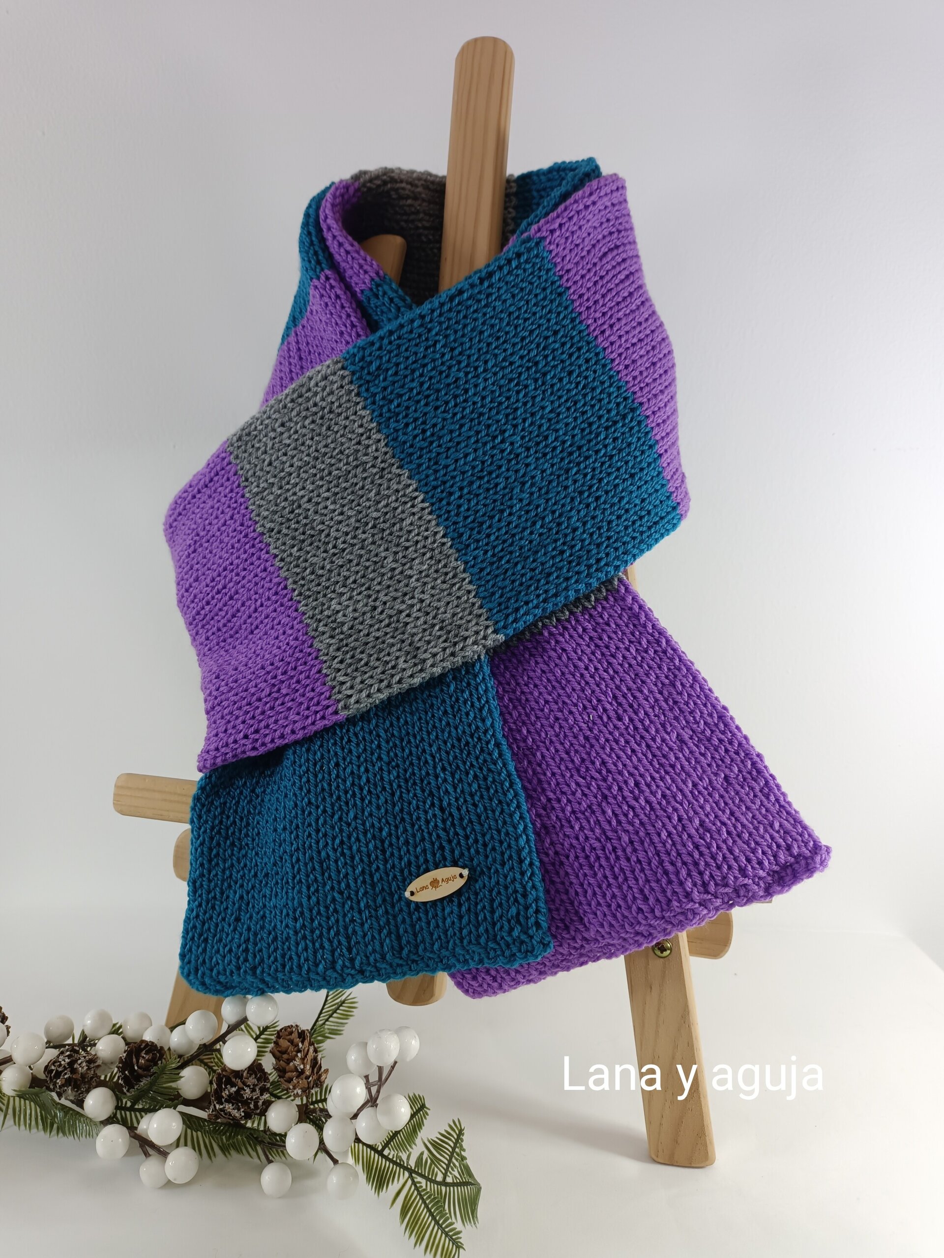 Bufanda de lana, tejido doble, suave. VARIOS COLORES - 13