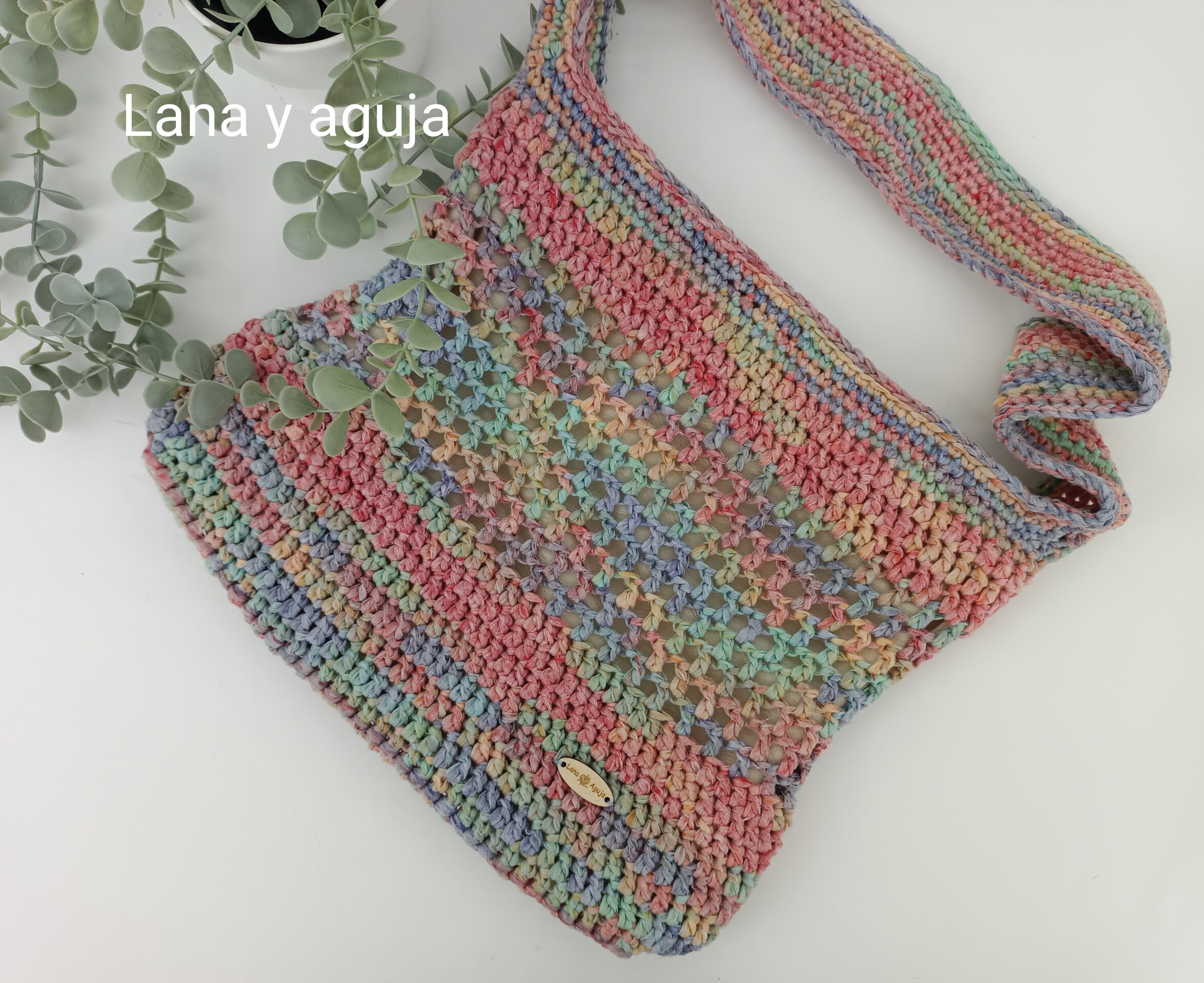 Bolso de crochet, bolso de hombro, tejido a mano, diseño original. - 4