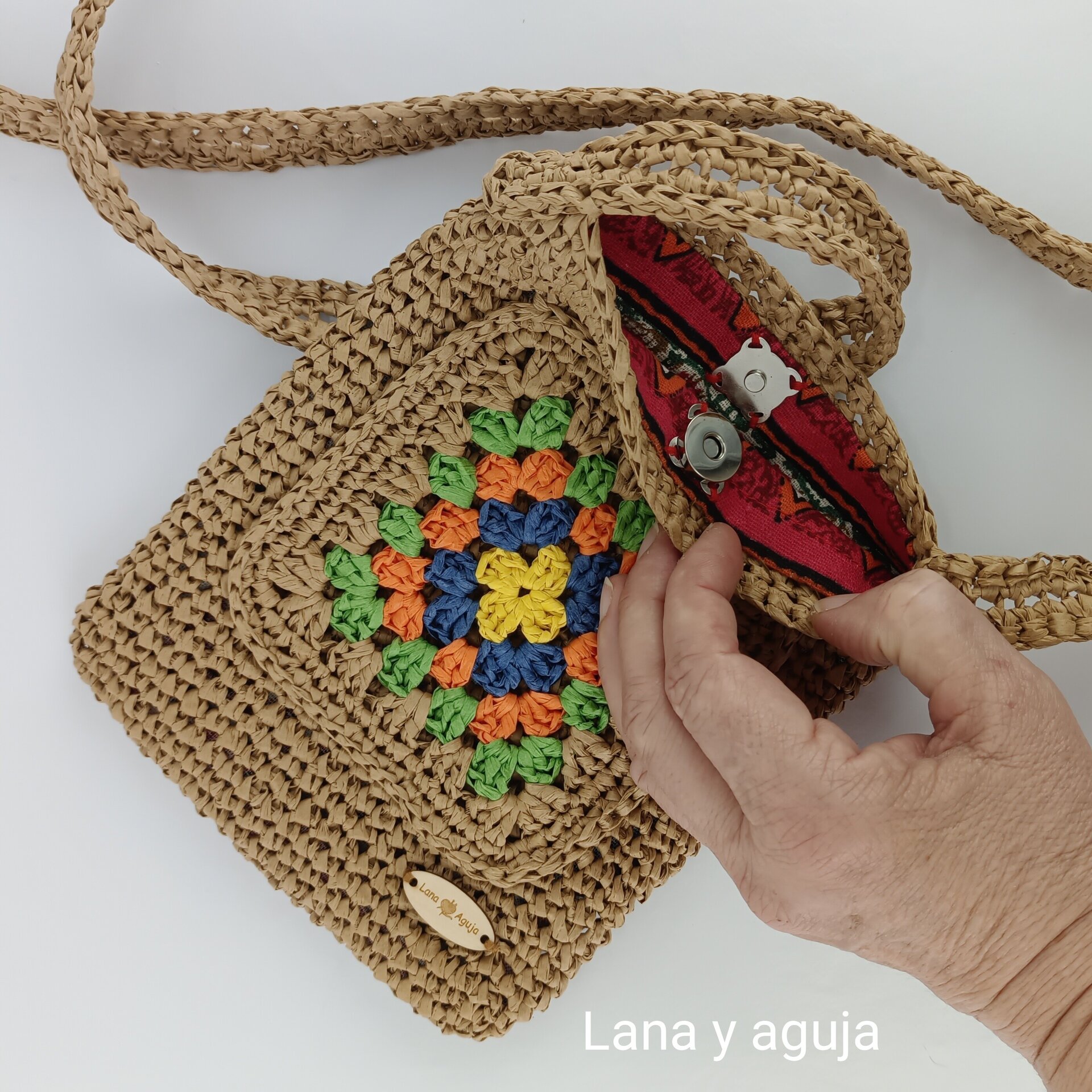 Bolso de crochet, bolso de hombro, tejido a mano, diseño original. - 13