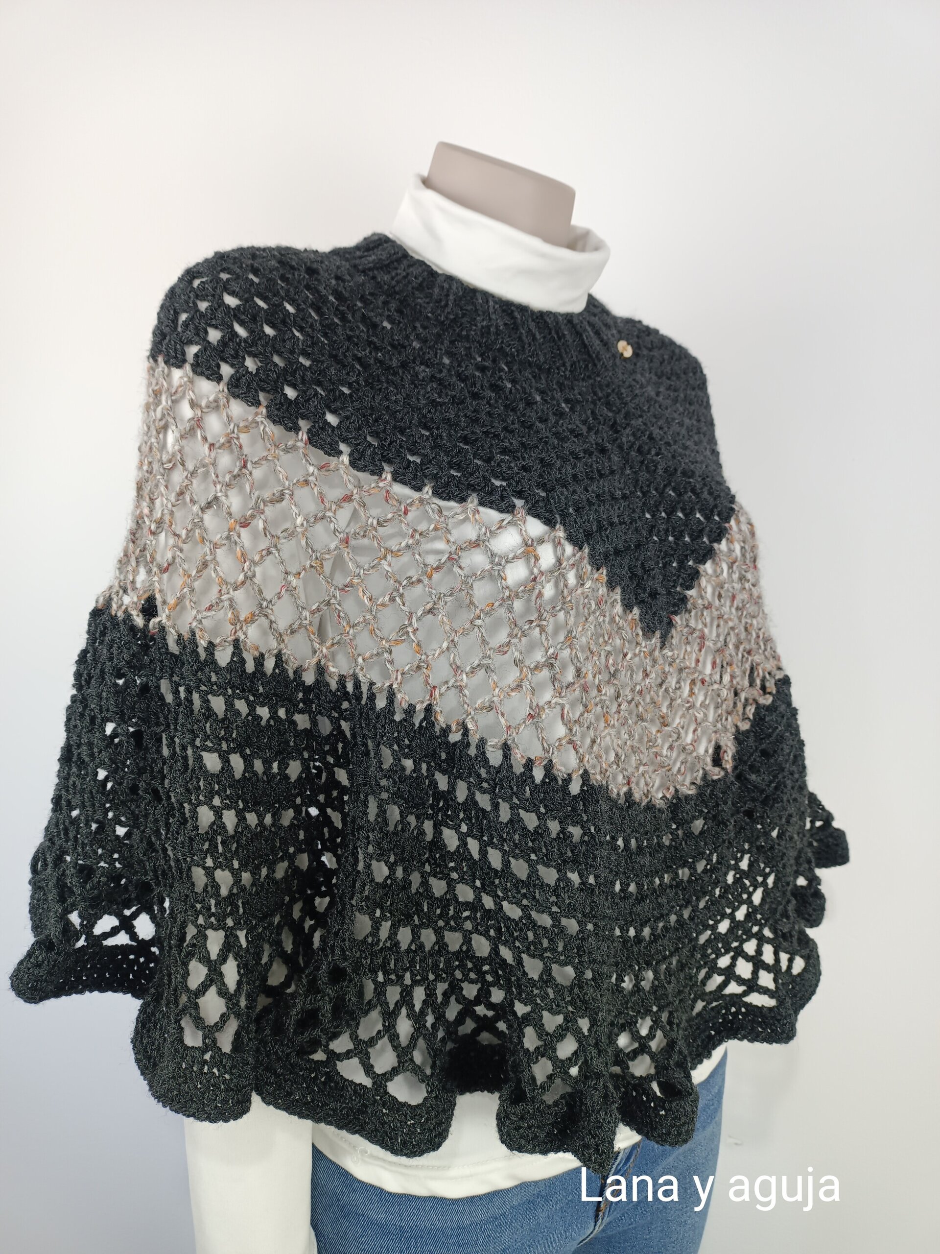 Poncho de crochet, TALLA M-L, capa para mujer, tejido a mano. VARIOS COLORES. - 4