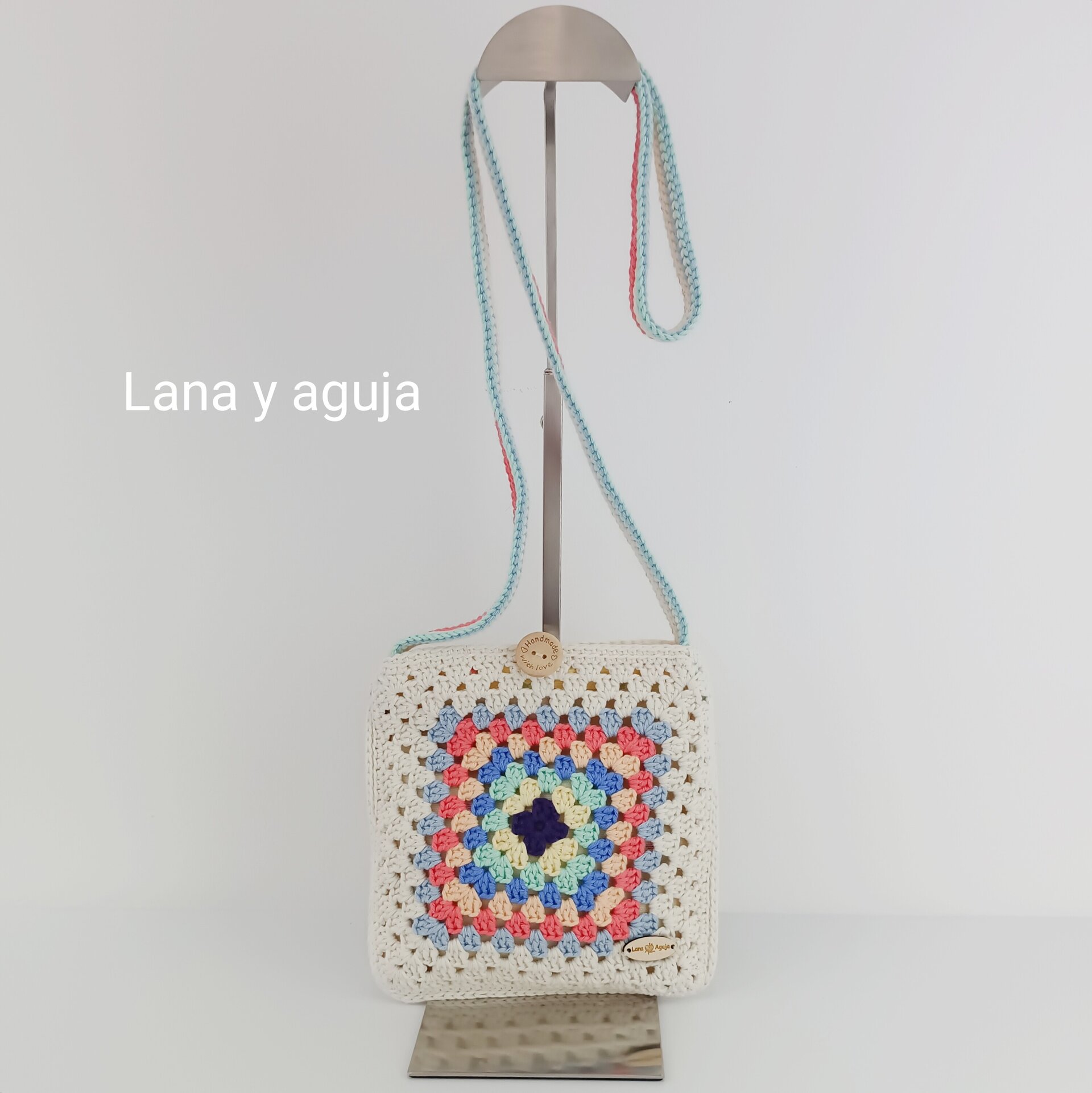 Bolso de crochet, bolso de hombro, tejido a mano, diseño original. - 6