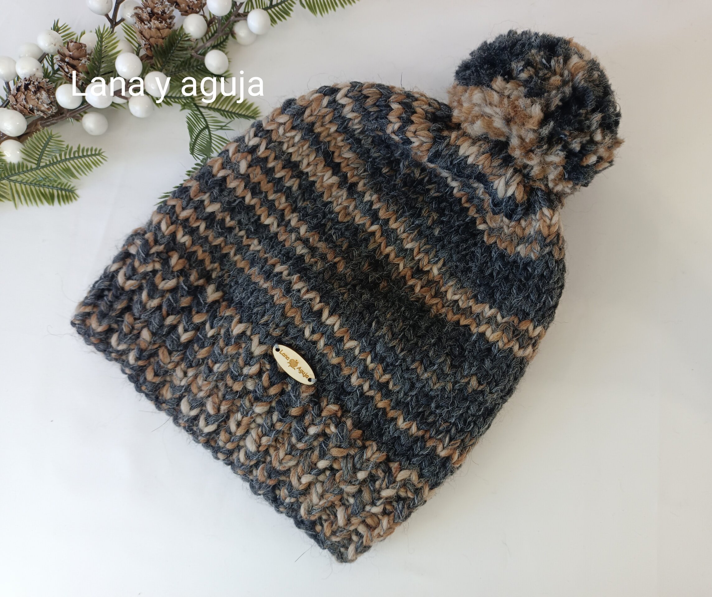 Gorro tejido invierno, gorro de lana largo, gorro slouchy. - 5