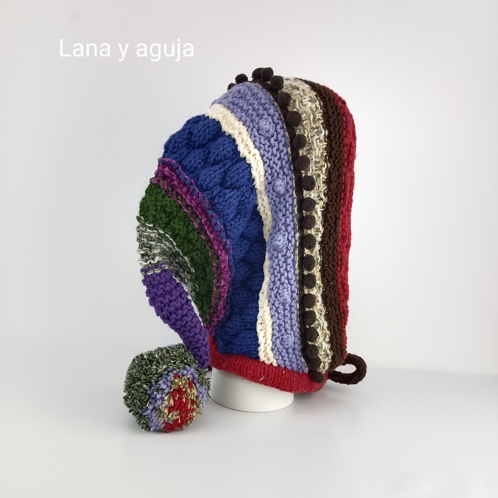 Gorro tejido invierno, gorro lana largo, gorro capucha, VARIOS COLORES. - 8