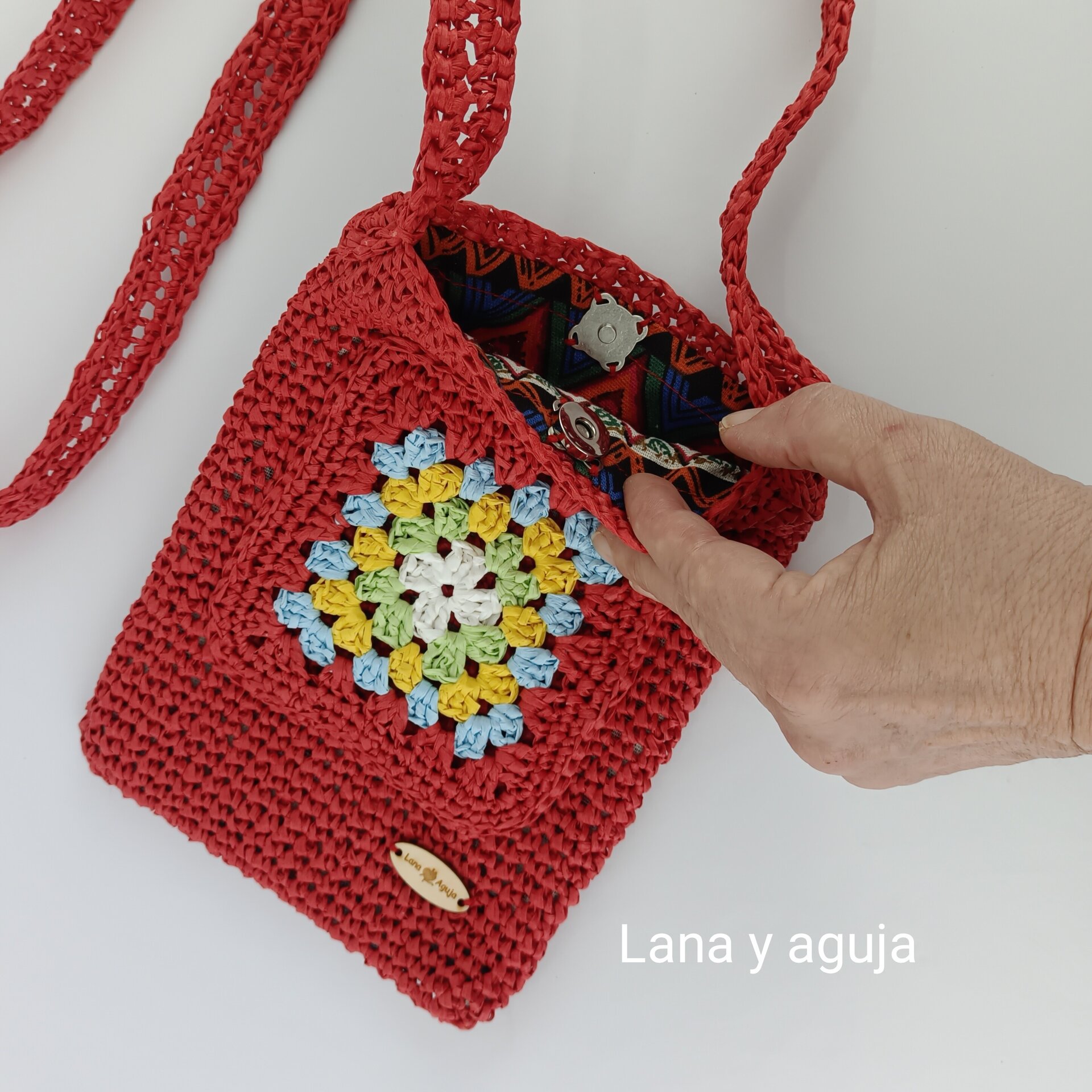 Bolso de crochet, bolso de hombro, tejido a mano, diseño original. - 9