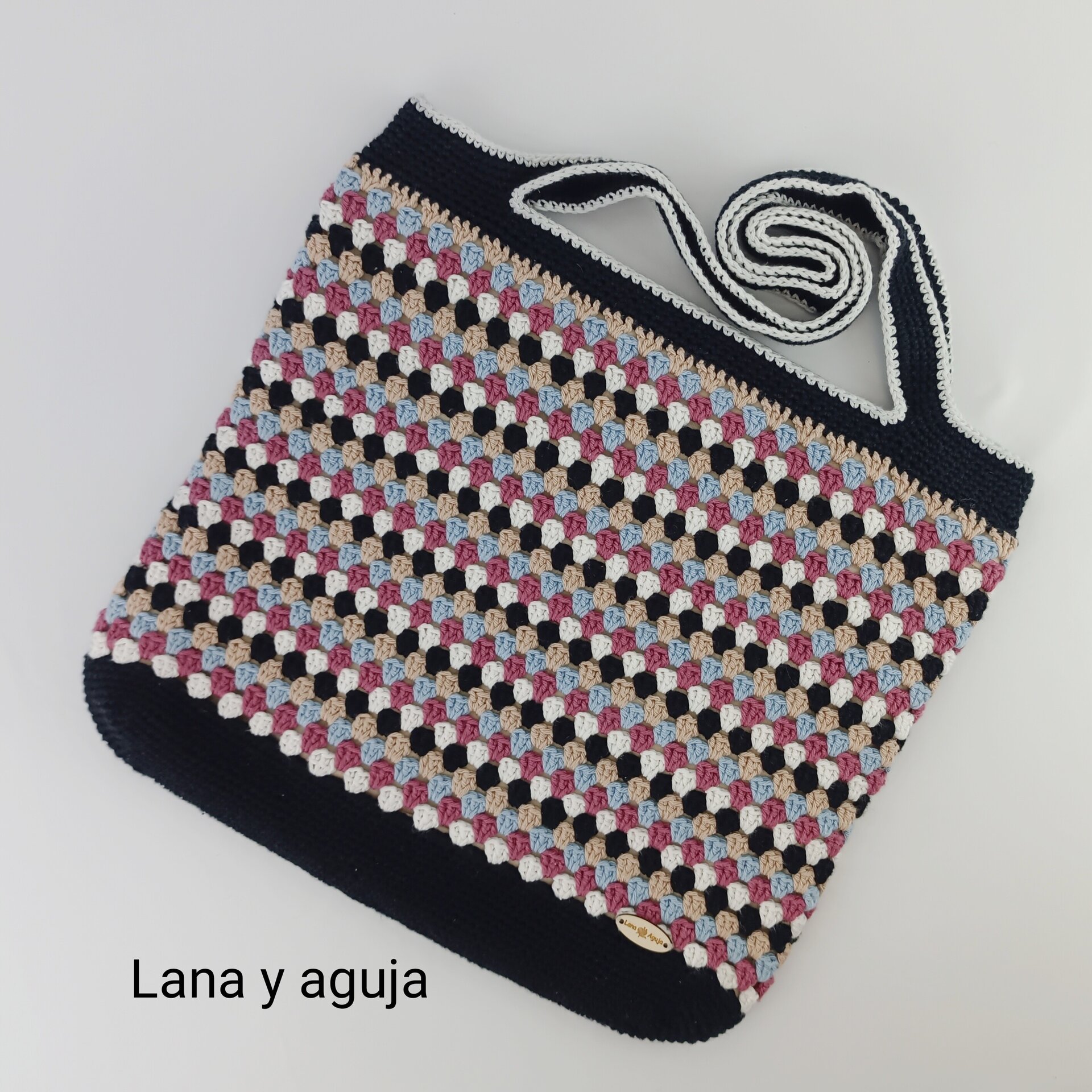 Bolso de crochet, bolso de asas, tejido a mano, Bolso tote. - 4