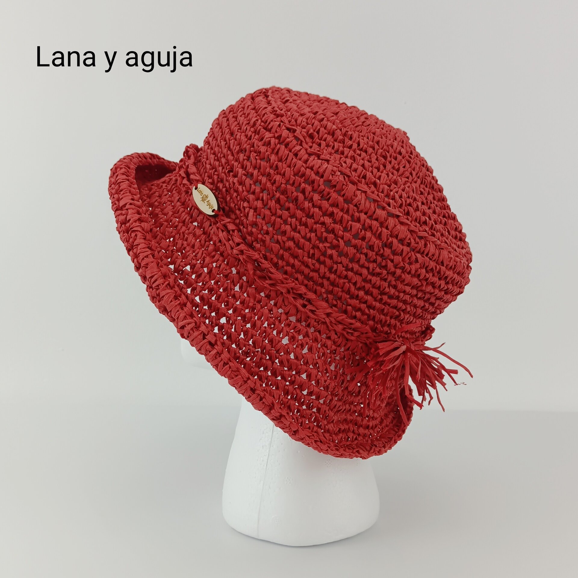 Sombrero de mujer para verano, bucket hat, gorro de cubo en rafia. - 9