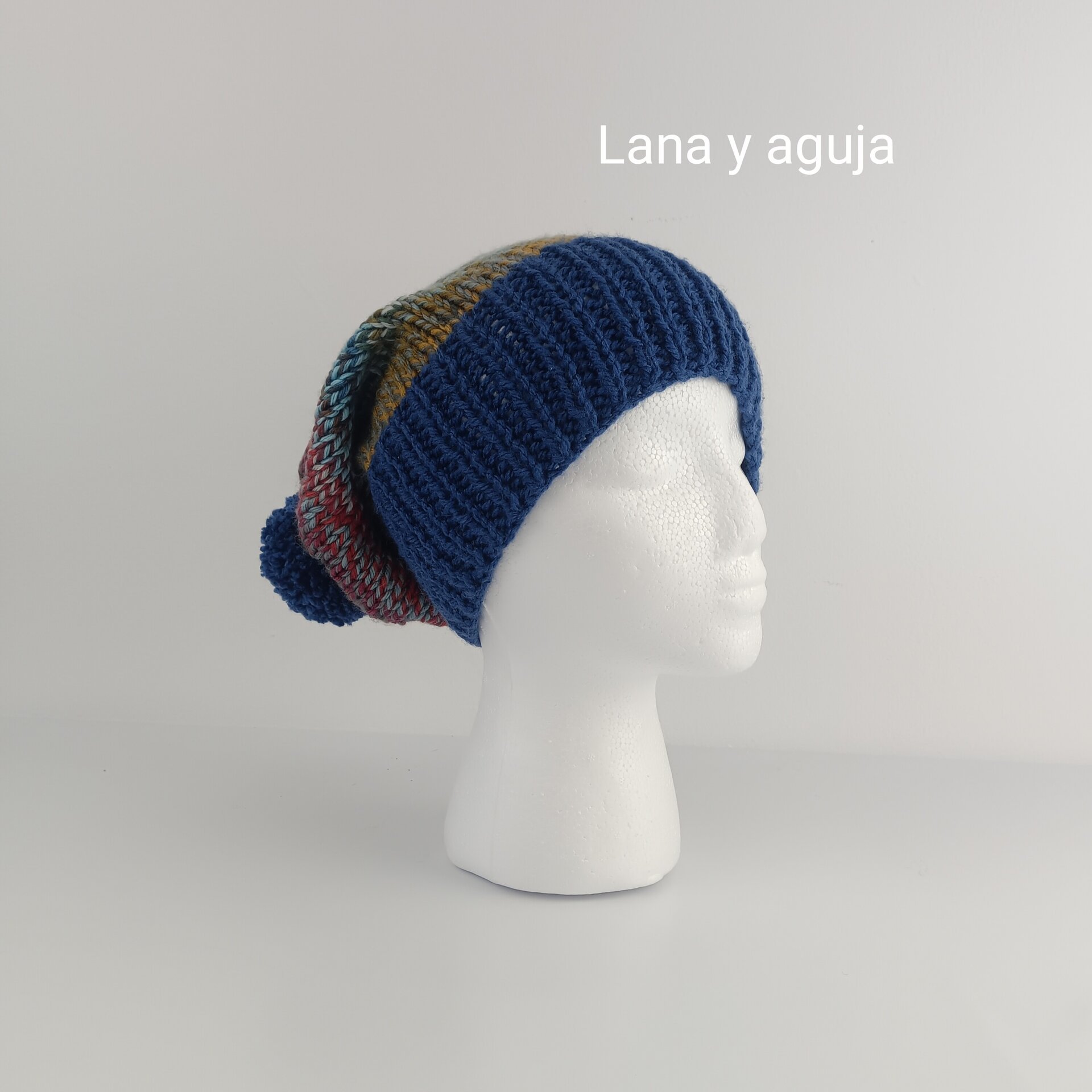 Gorro tejido invierno, gorro de lana largo, gorro mujer. - 3