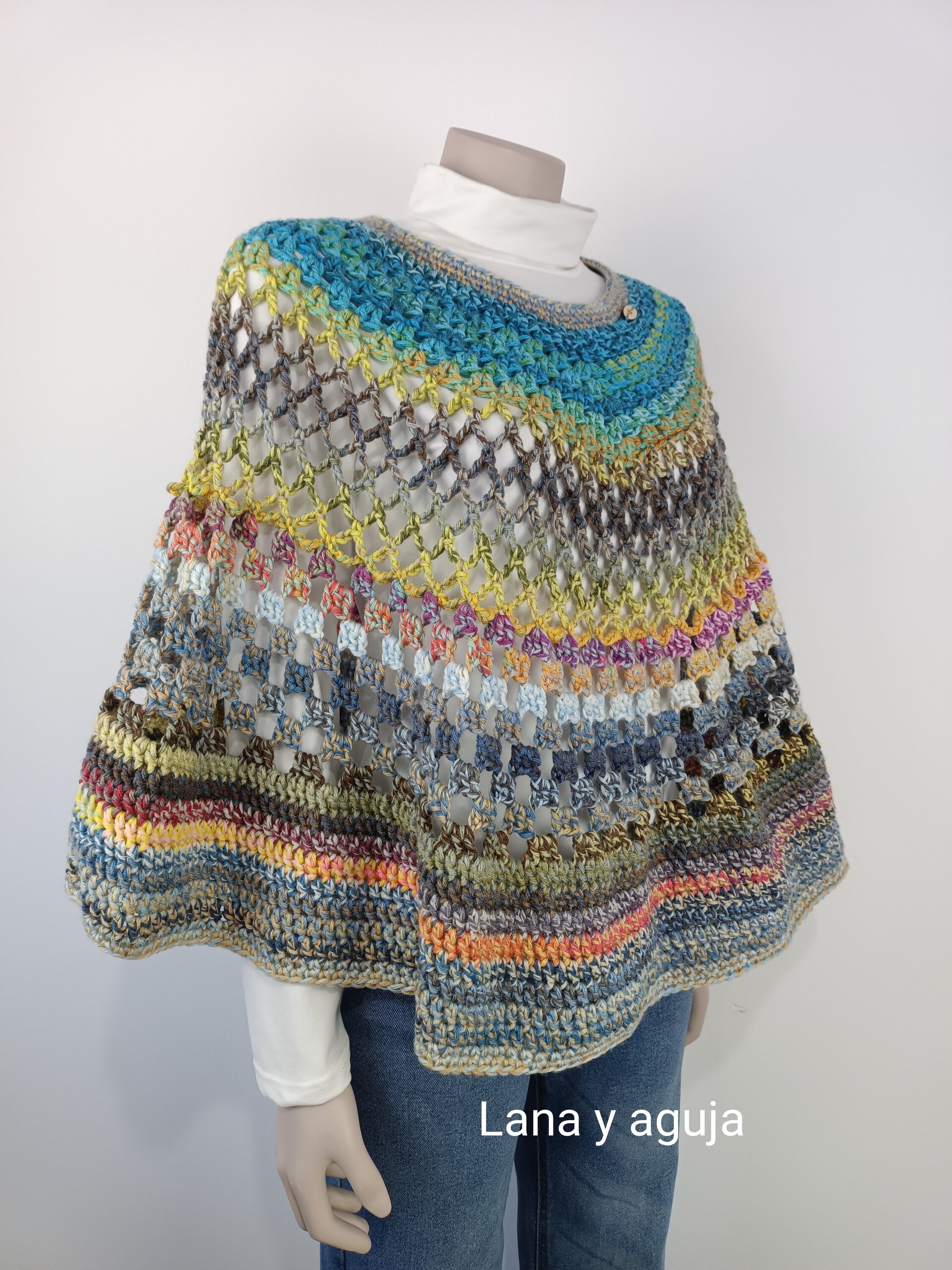 Poncho de crochet, TALLA M-L, capa para mujer, tejido a mano. VARIOS COLORES. - 8