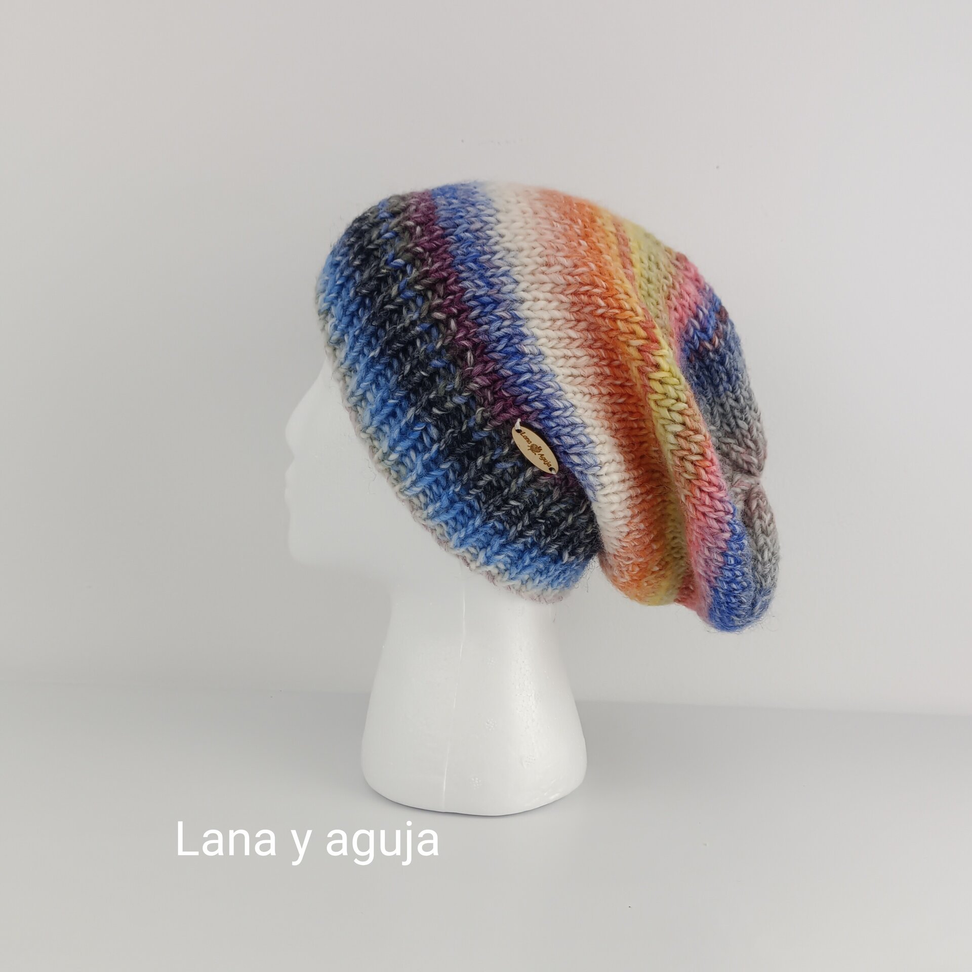 Gorro tejido a mano, unisex, gorros de lana invierno, gorro arcoíris. - 2