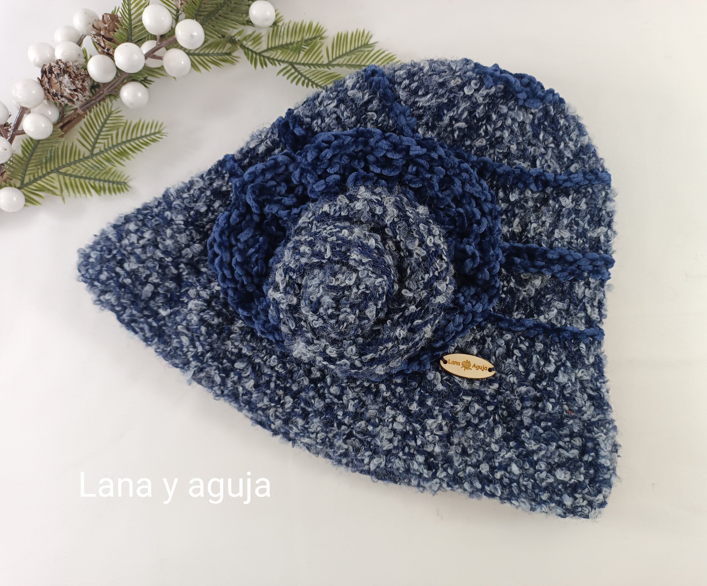 Fedora de lana, sombrero tejido a mano, gorro estilo años 20. - 5