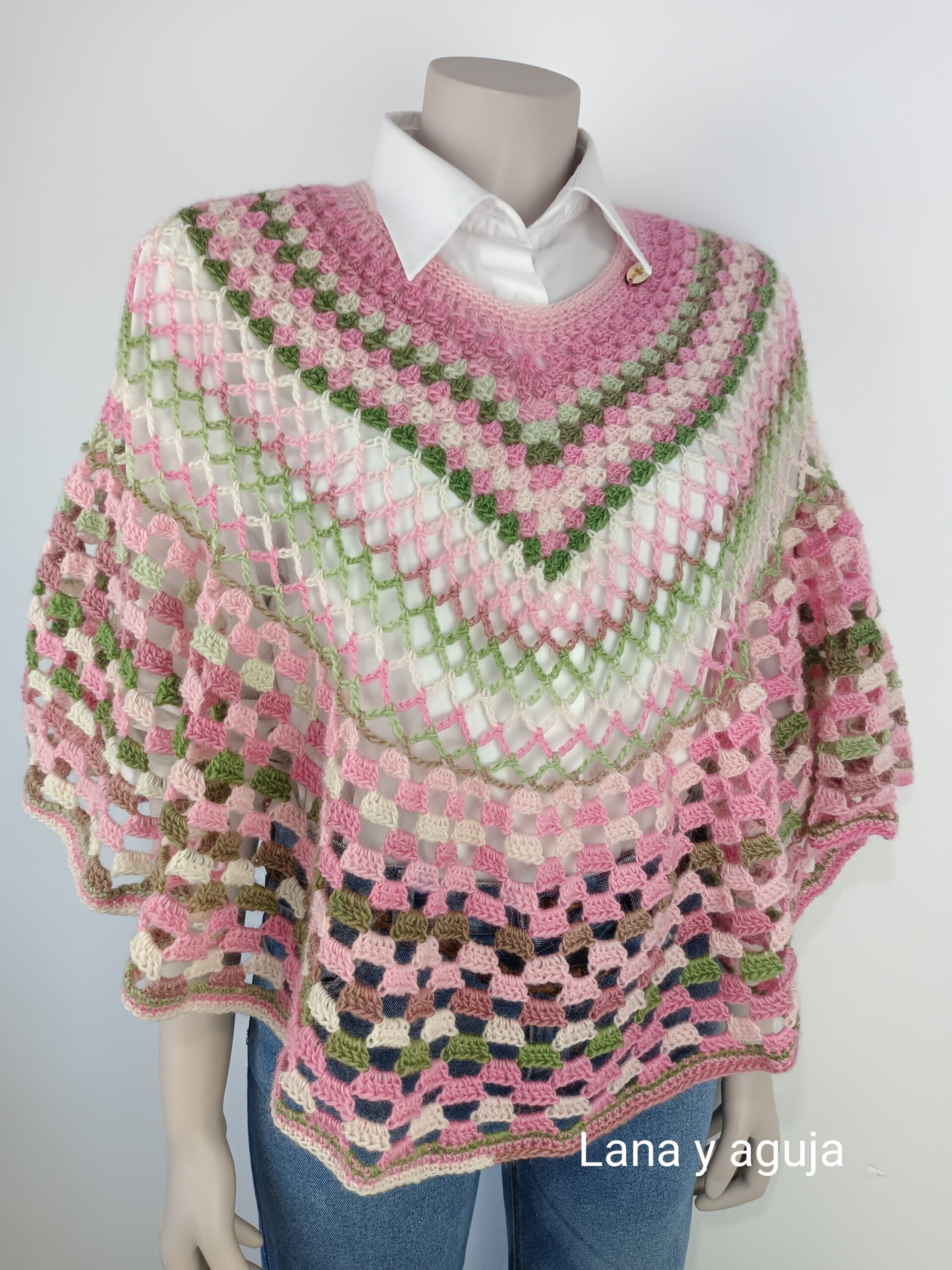 Poncho de crochet, TALLA M-L, capa para mujer, tejido a mano. VARIOS COLORES. - 6