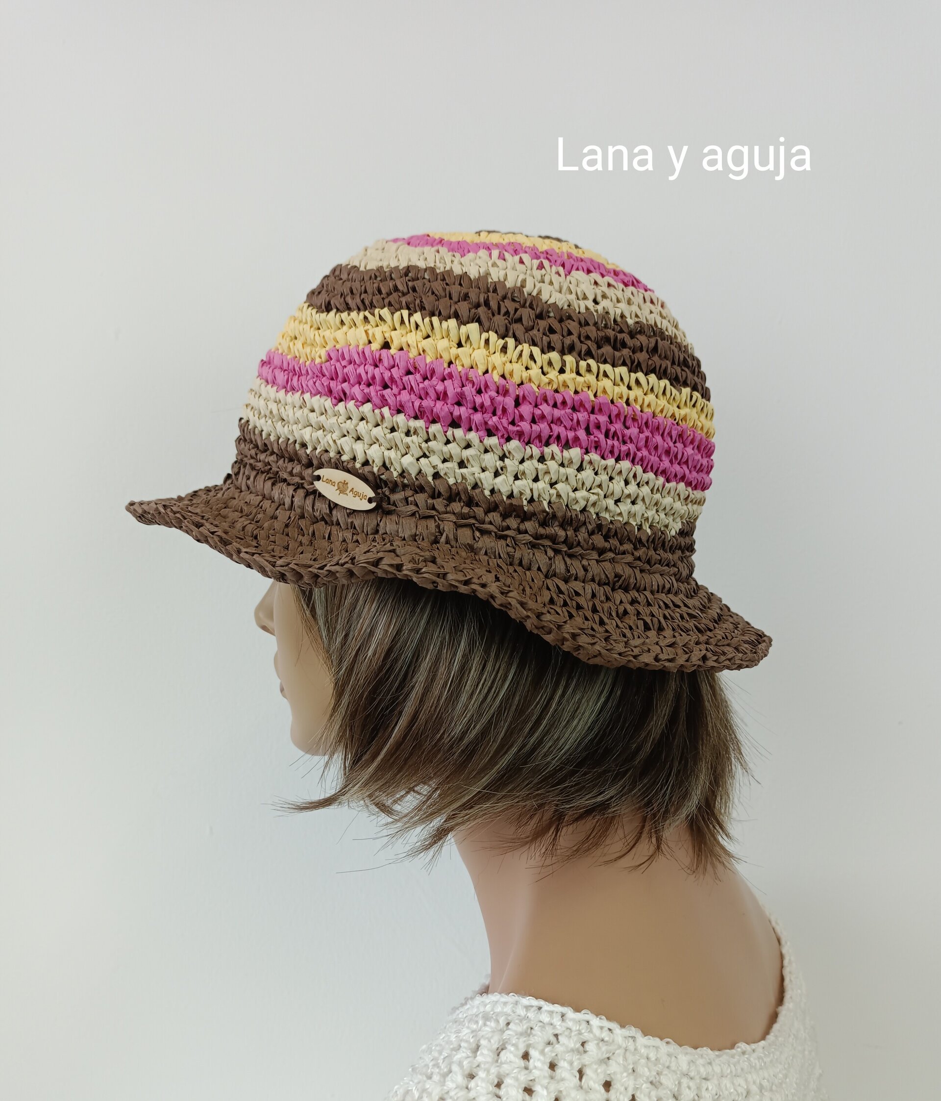 Gorro de rafia, sombrero visera, pamela para verano - 4