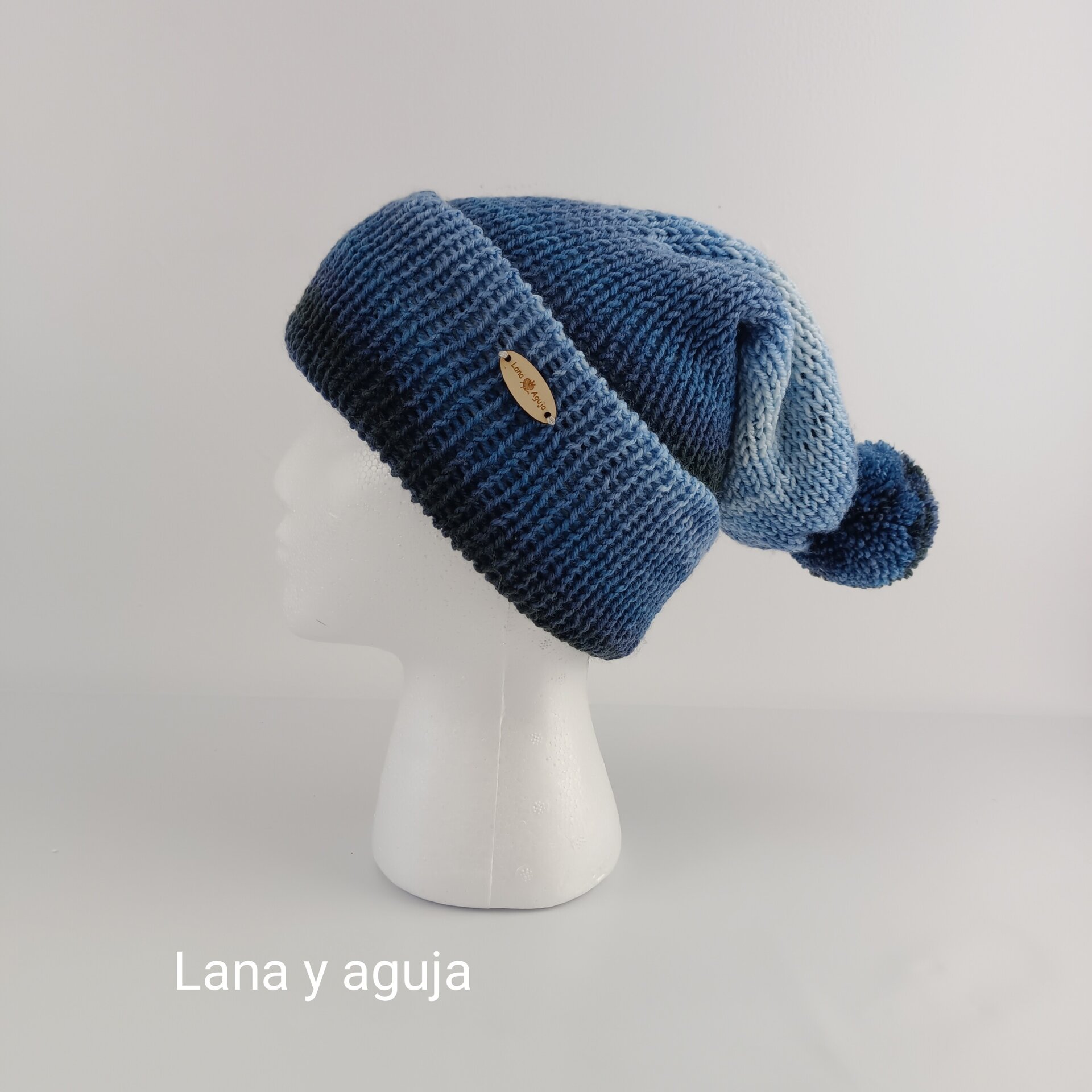 Gorro de lana largo, unisex, pompón, tejido doble. VARIOS COLORES - 3