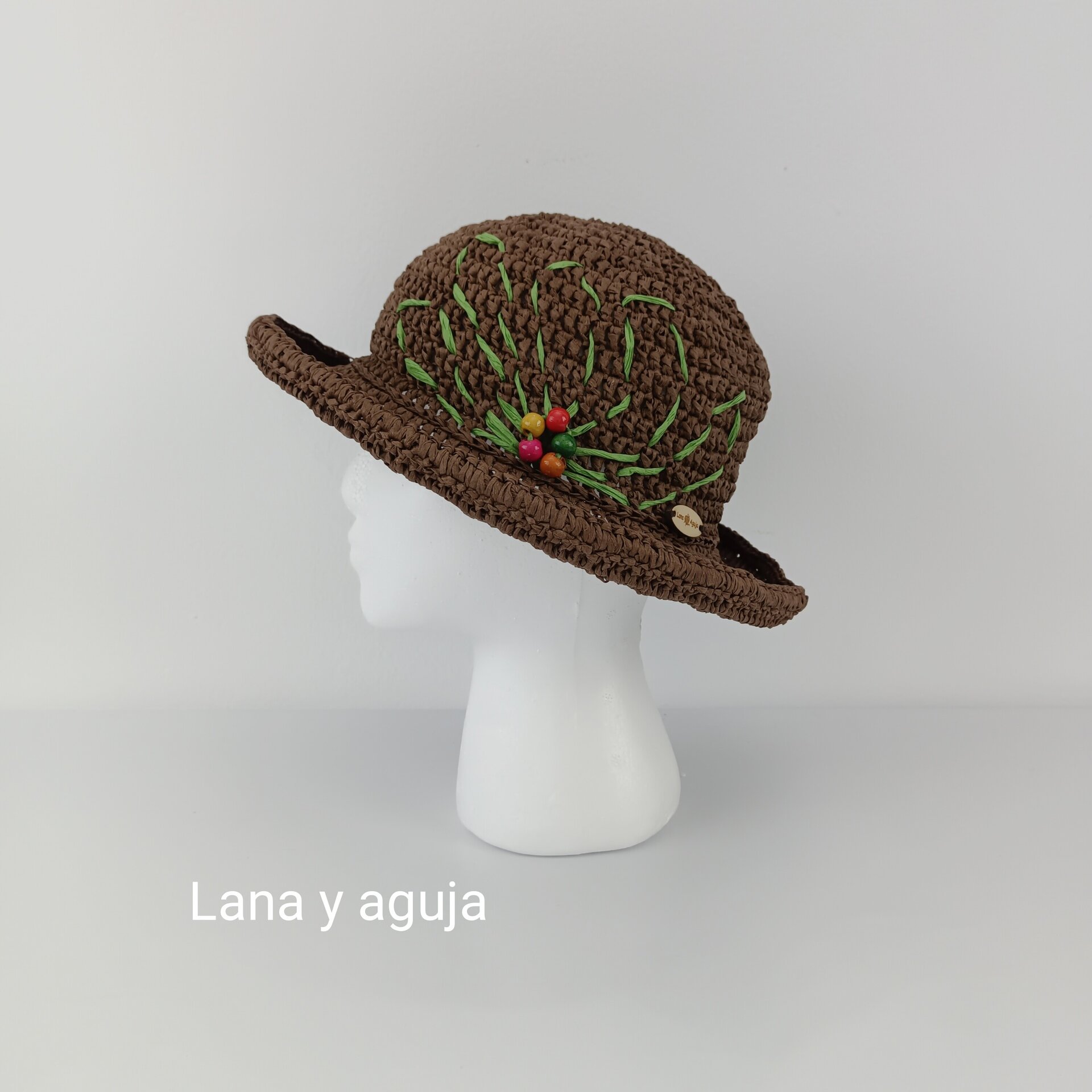 Sombrero de mujer para verano, pamela, sombrero de playa de rafia. - 6