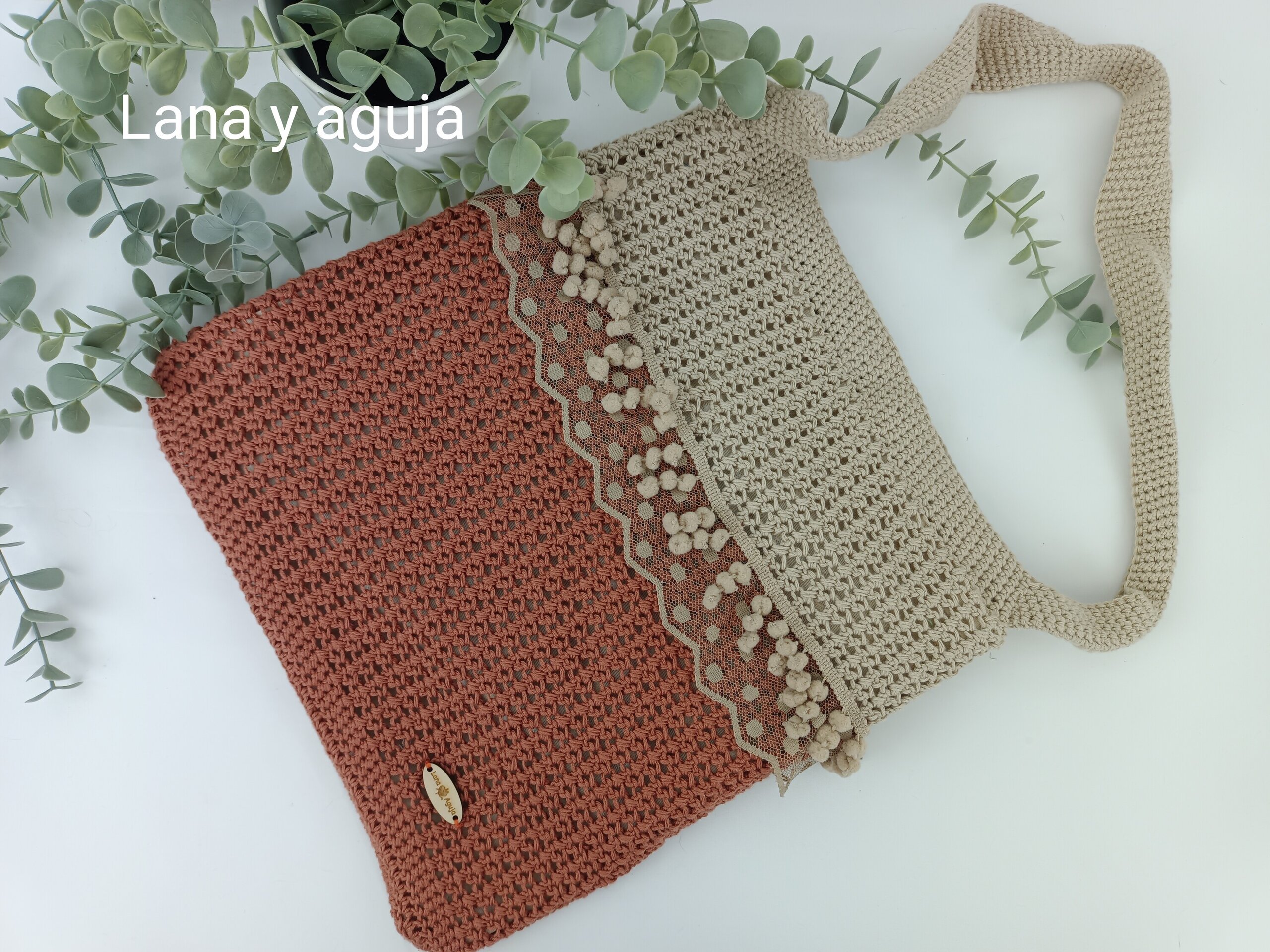 Bolso de crochet, bolso de hombro, tejido a mano, diseño original. - 4