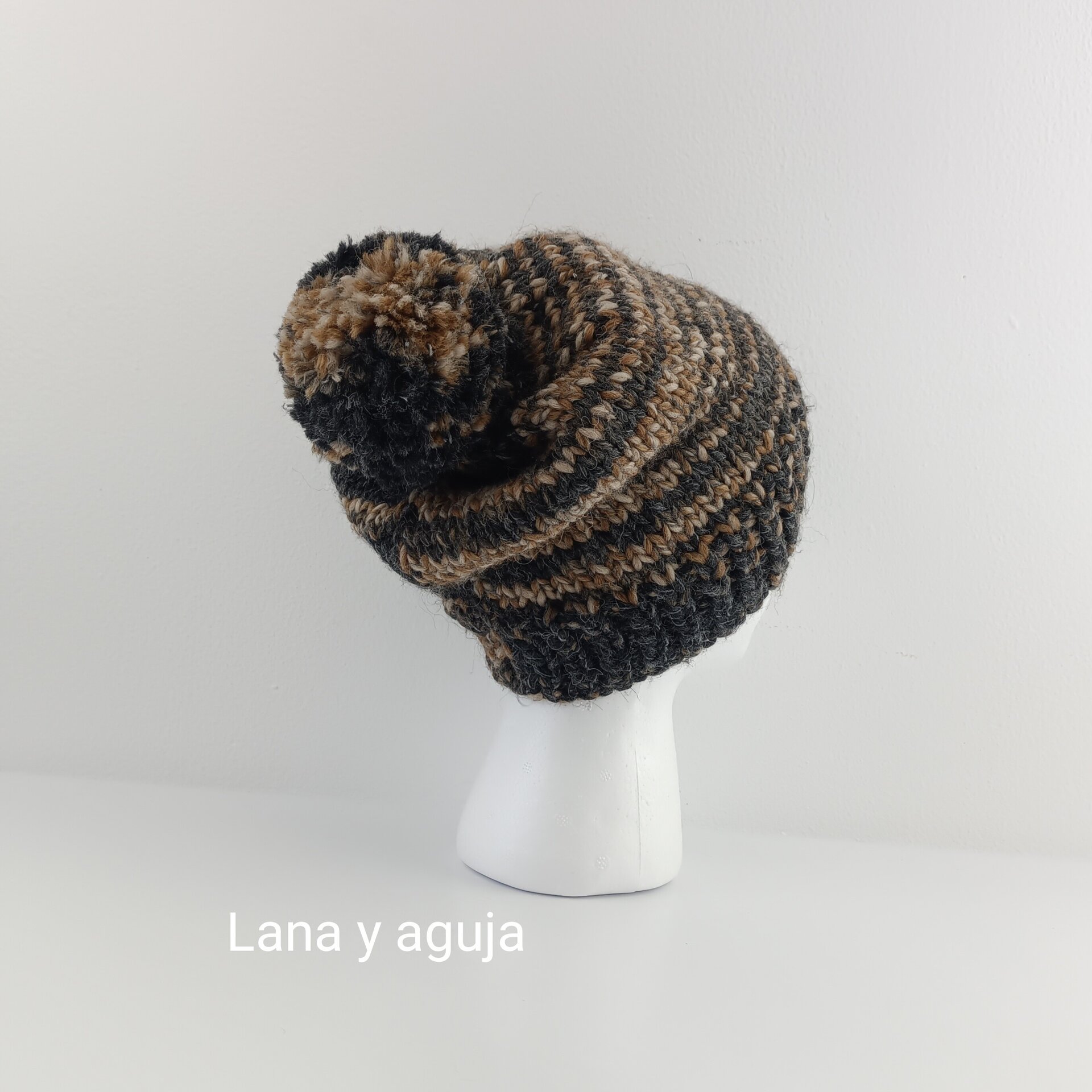 Gorro tejido invierno, gorro de lana largo, gorro slouchy. - 4