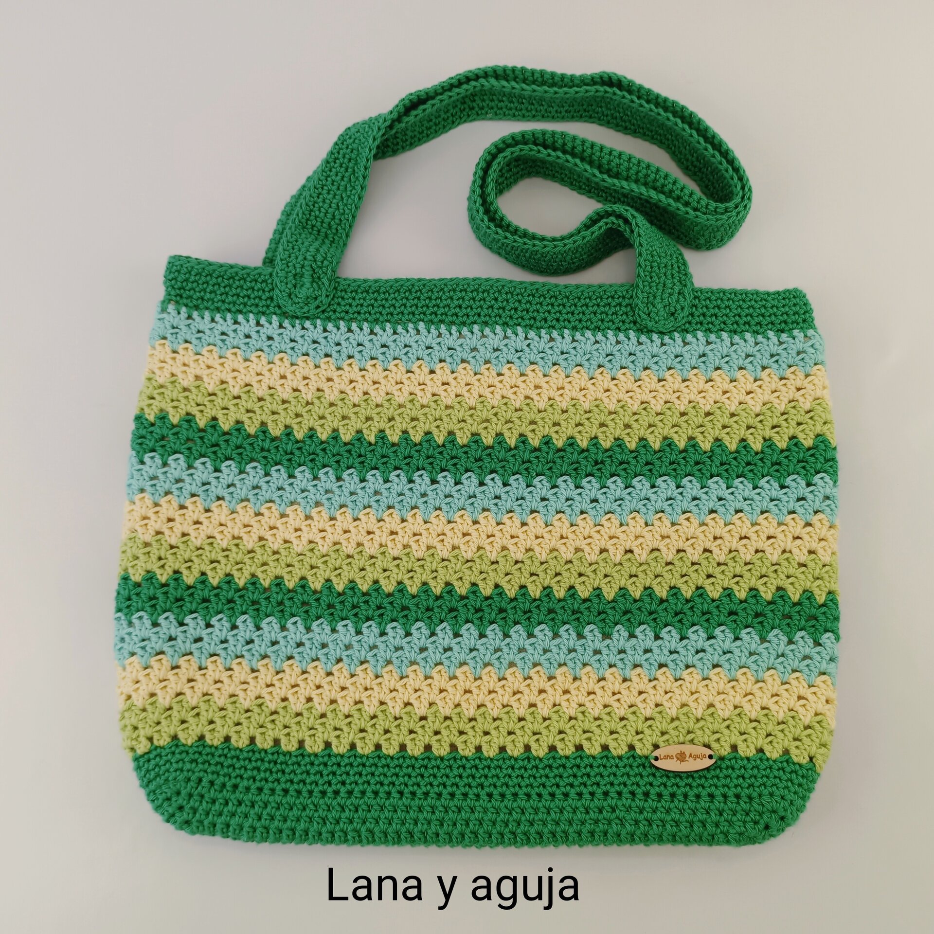Bolso de crochet, bolso de asas, tejido a mano, VARIOS COLORES. - 5