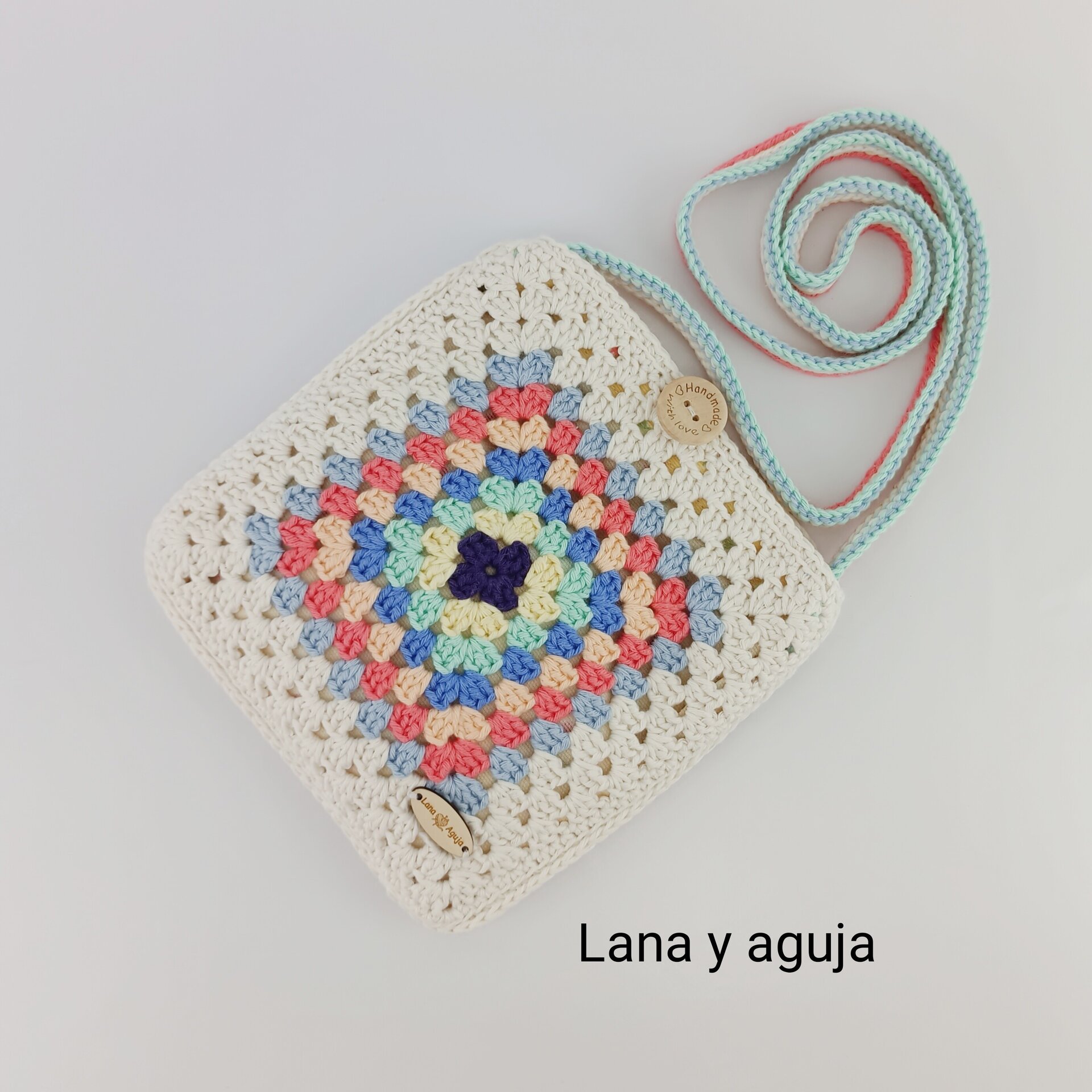 Bolso de crochet, bolso de hombro, tejido a mano, diseño original. - 8