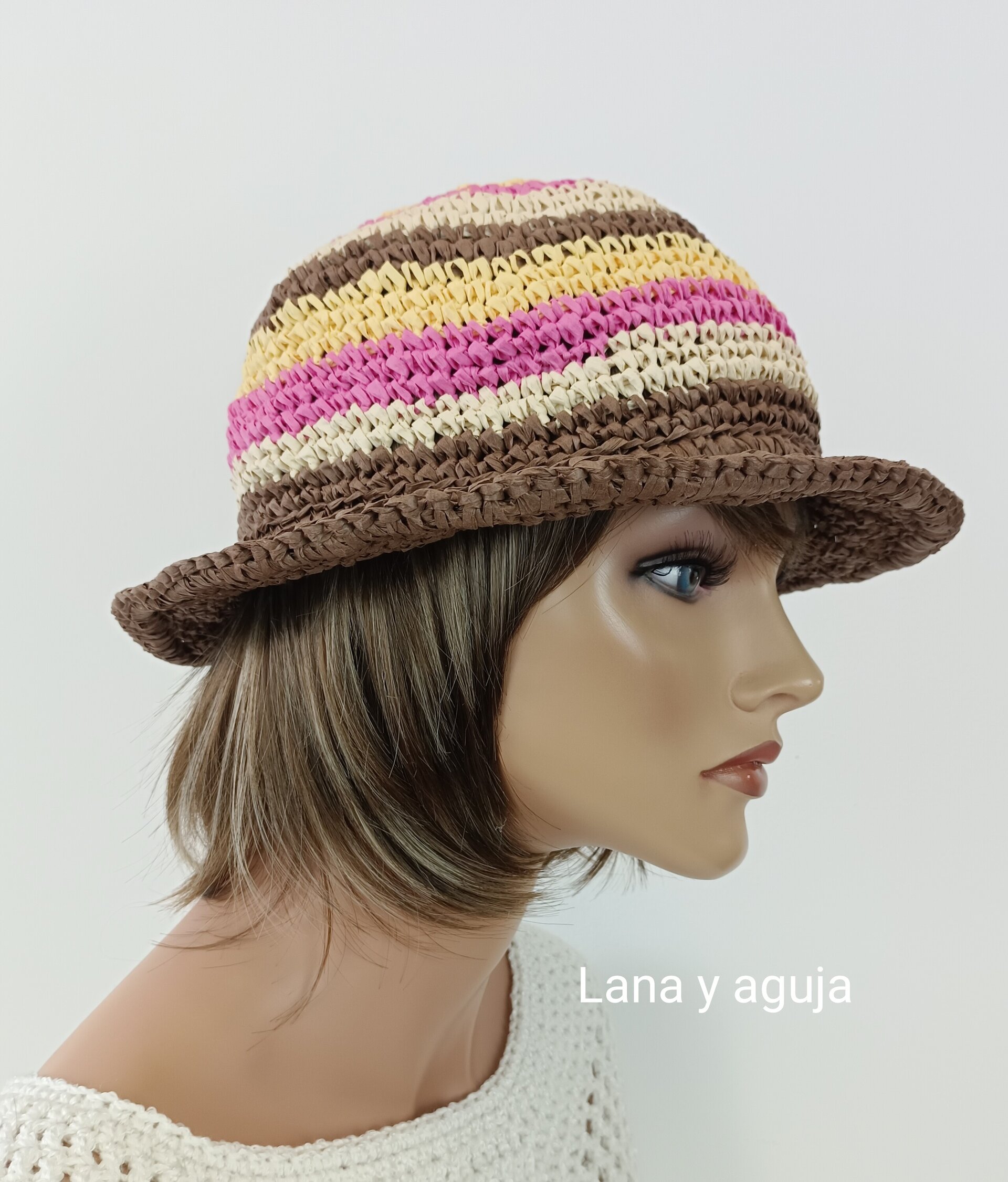 Gorro de rafia, sombrero visera, pamela para verano - 5