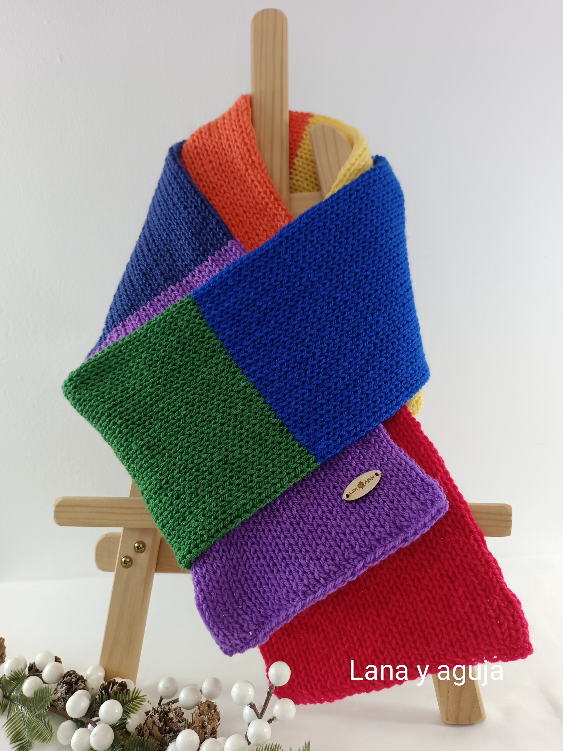 Bufanda de lana, tejido doble, suave. VARIOS COLORES - 9
