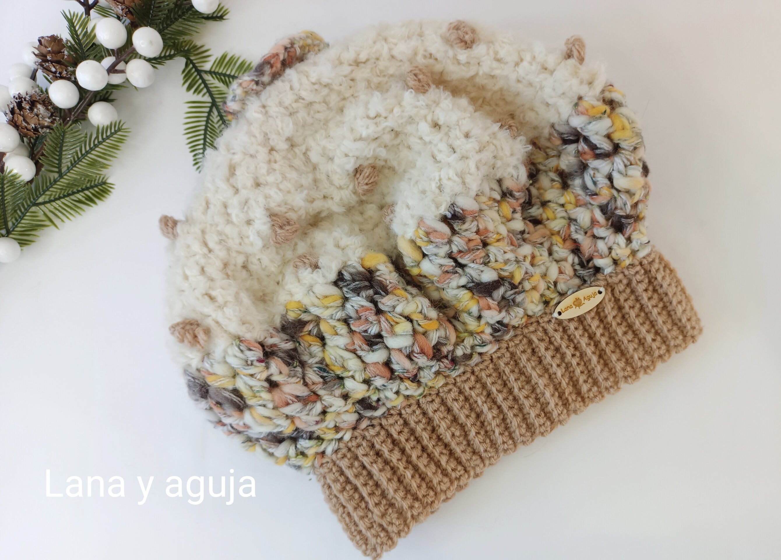 Gorro holgado, boina suelta, tejido a mano en crochet - 5