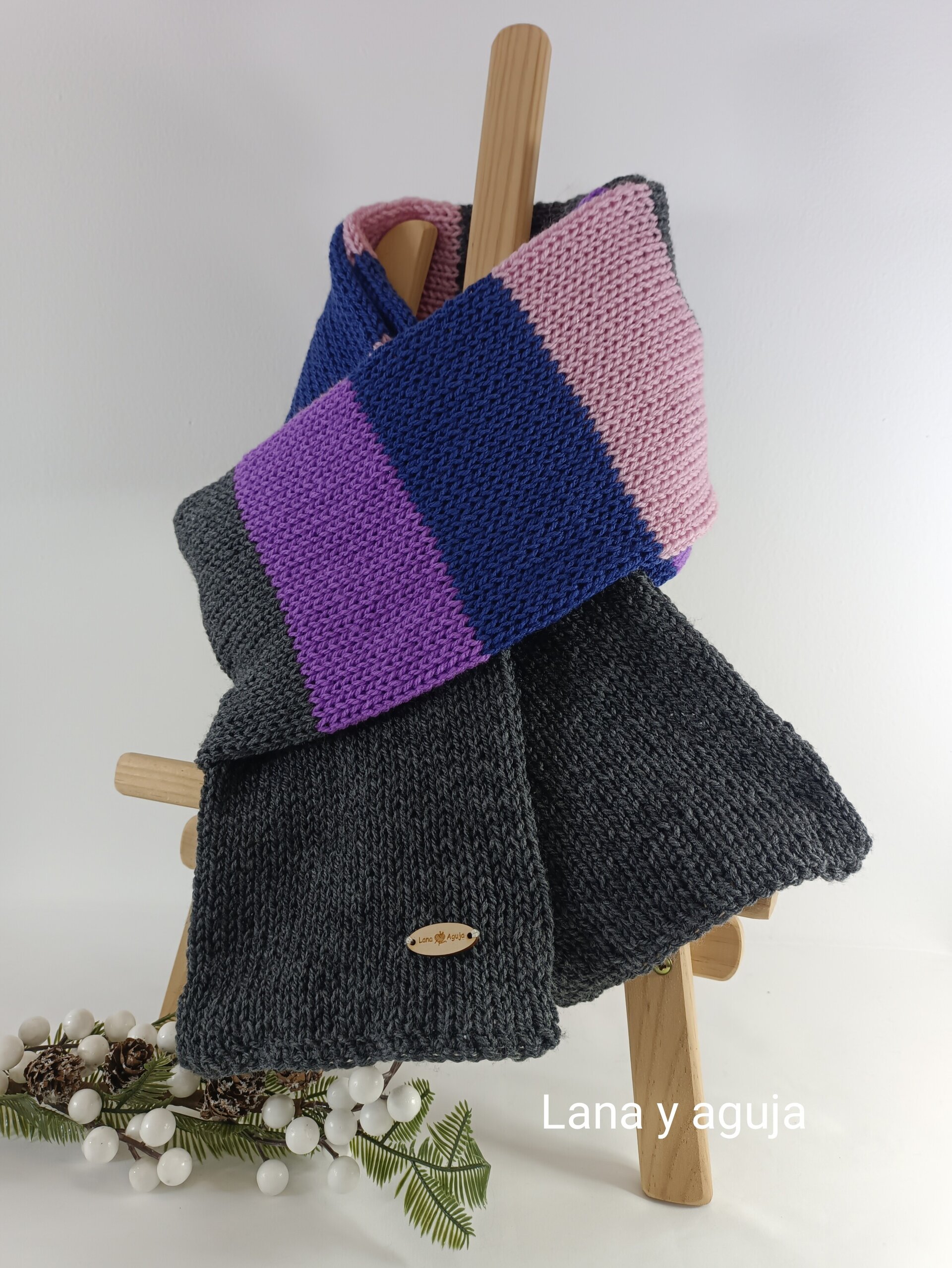Bufanda de lana, tejido doble, suave. VARIOS COLORES - 4
