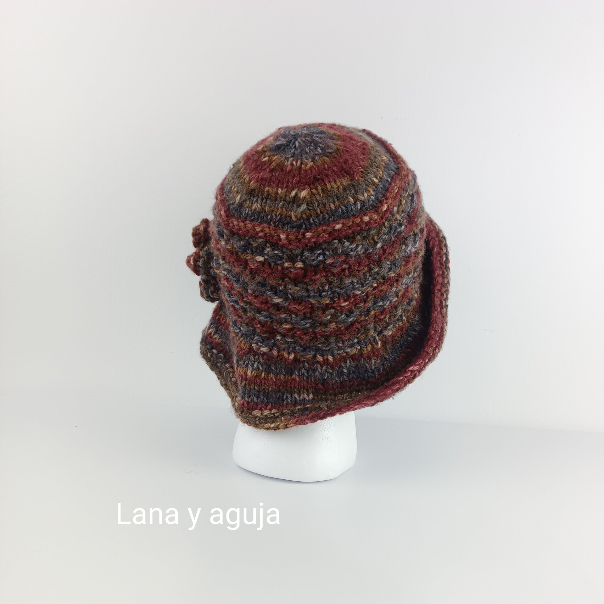 Gorro de lana, sombrero con visera, gorro marrón. - 2