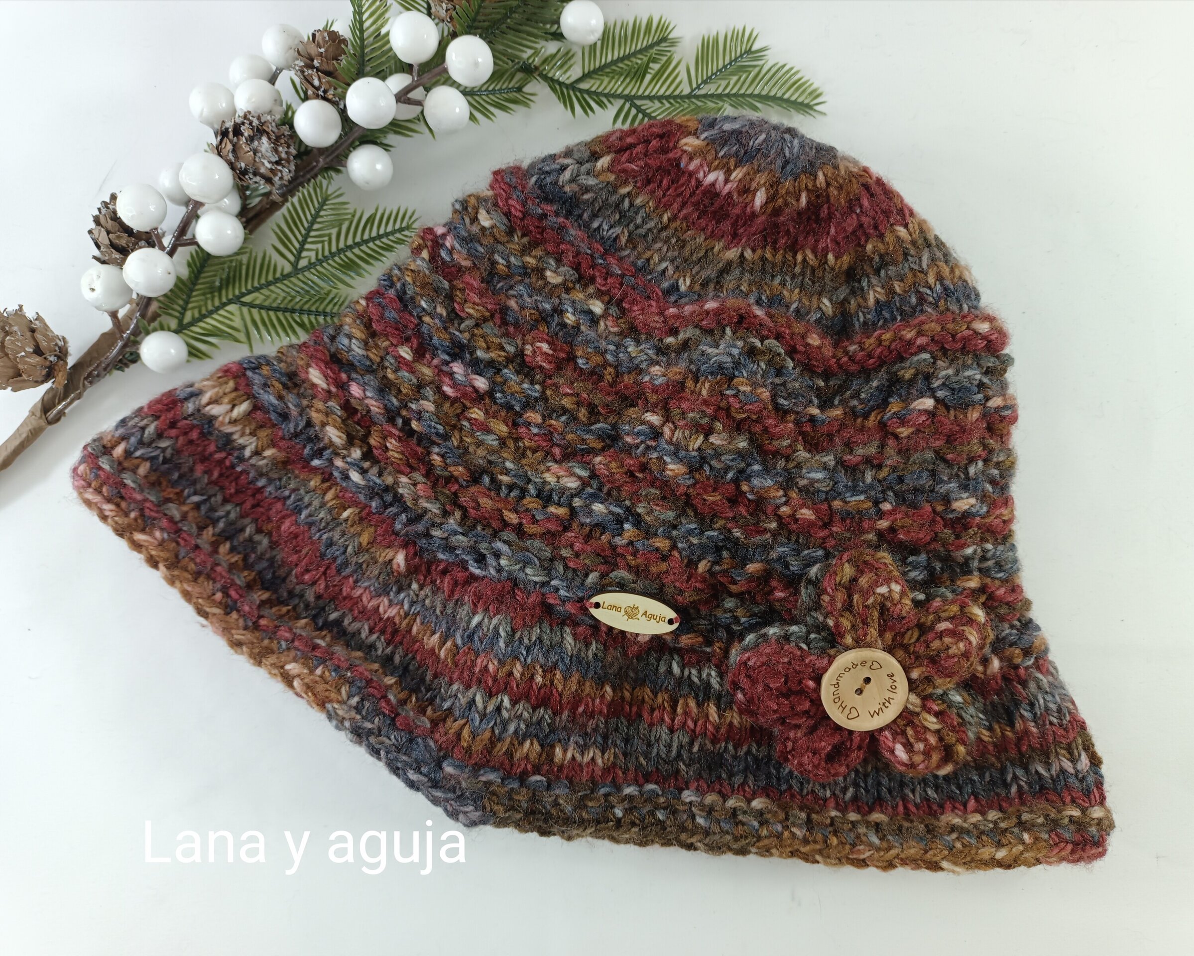 Gorro de lana, sombrero con visera, gorro marrón. - 5