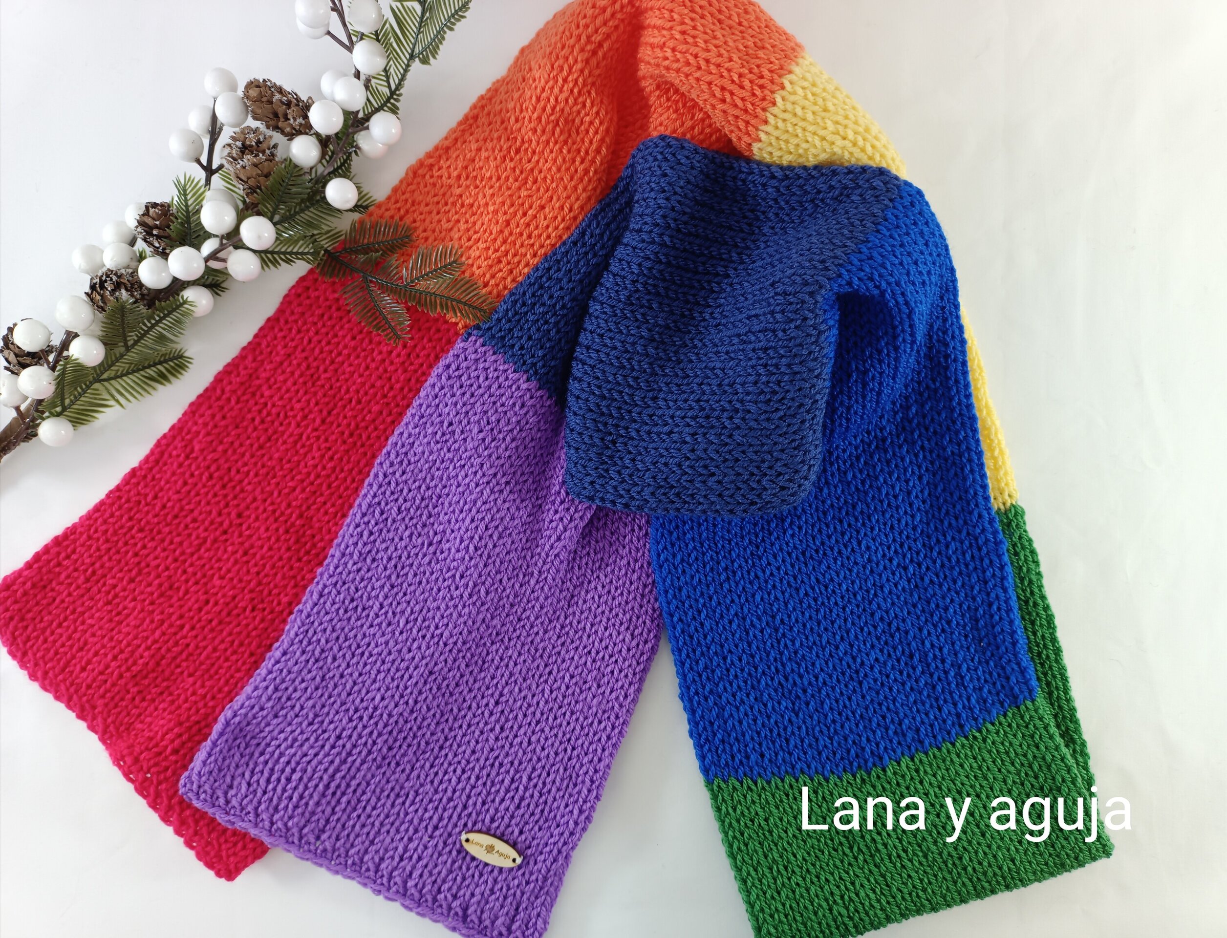 Bufanda de lana, tejido doble, suave. VARIOS COLORES - 8