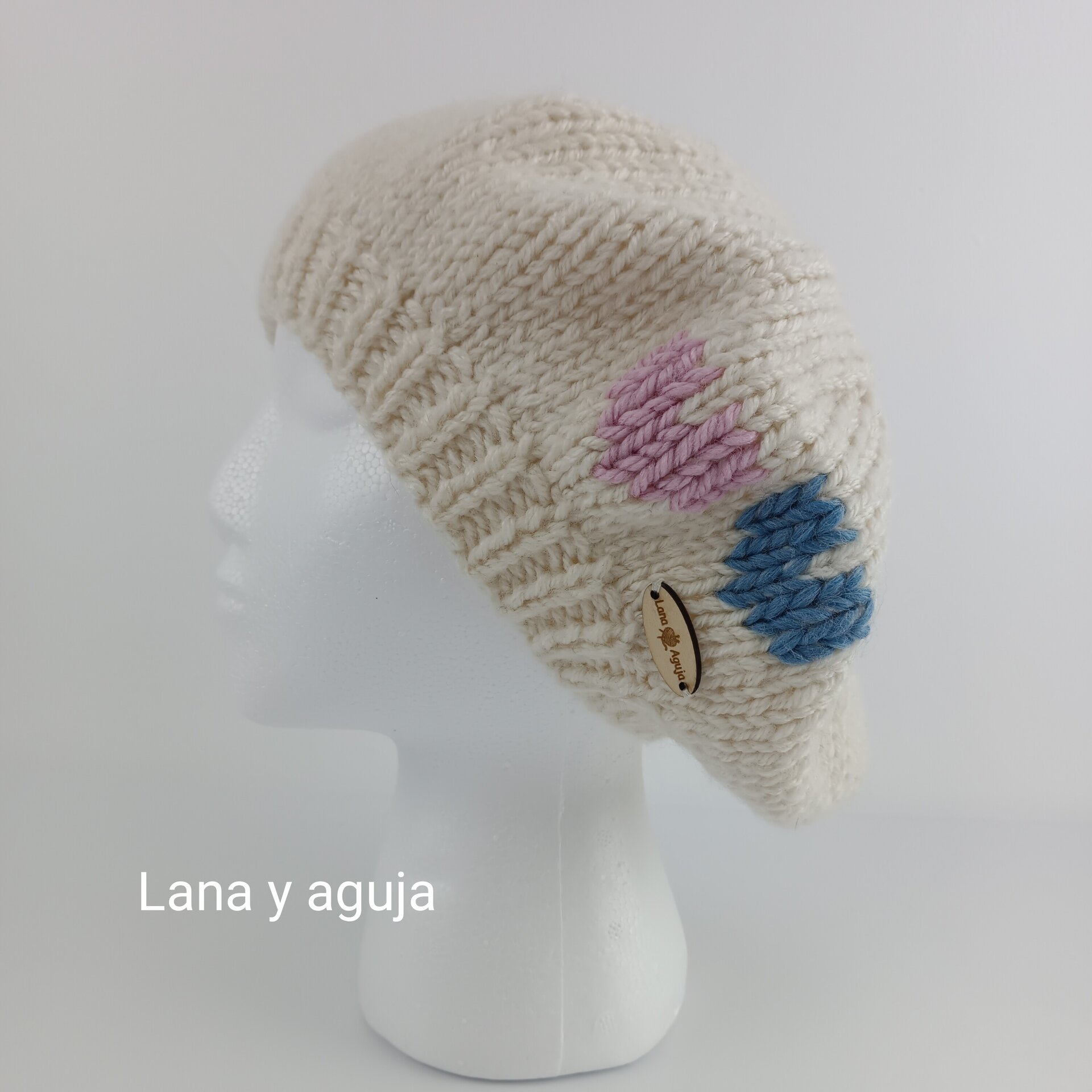 Boina tejida a mano para mujer, Boina bordada, hecho a mano. VARIOS COLORES - 8