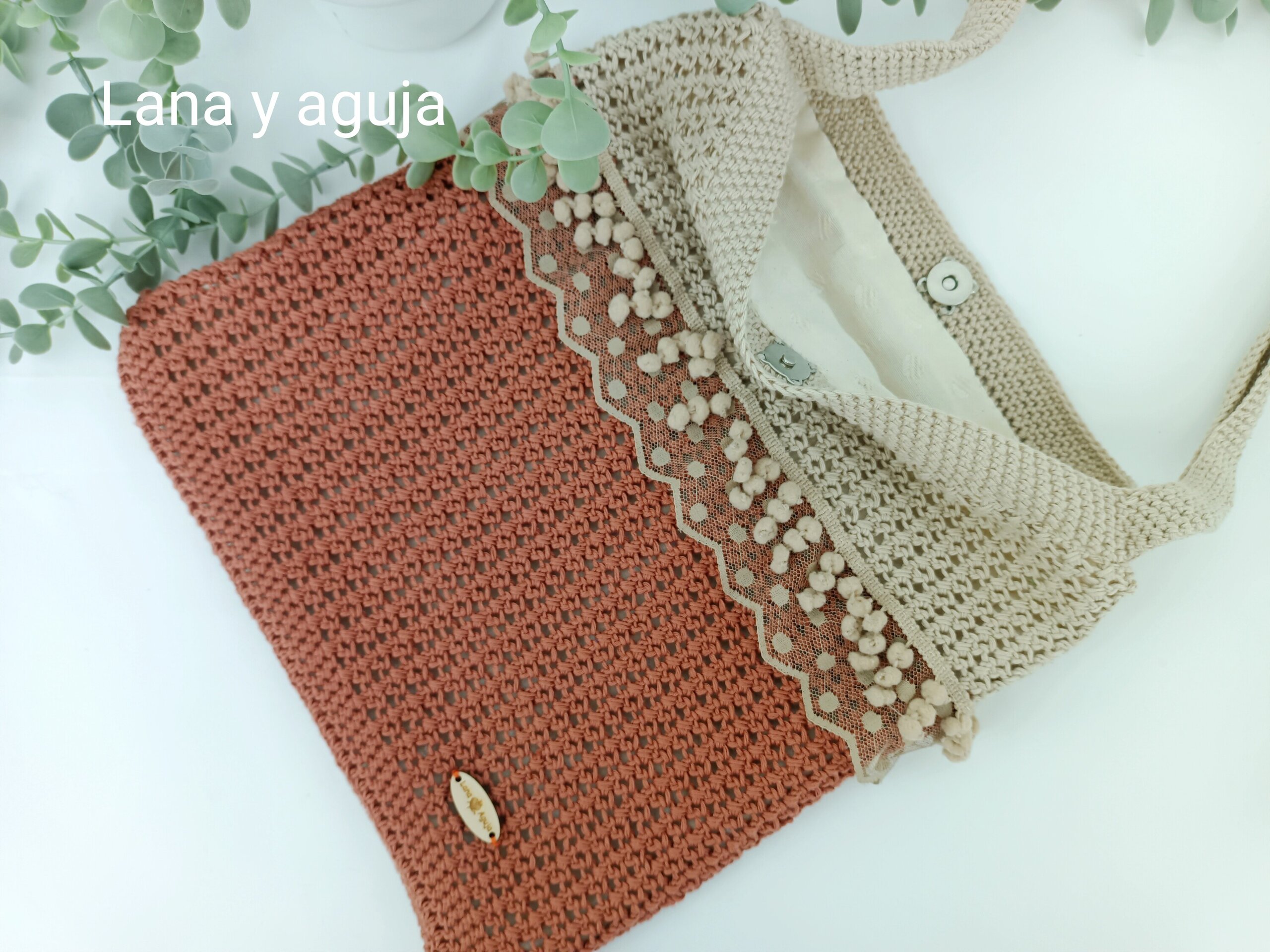 Bolso de crochet, bolso de hombro, tejido a mano, diseño original. - 3