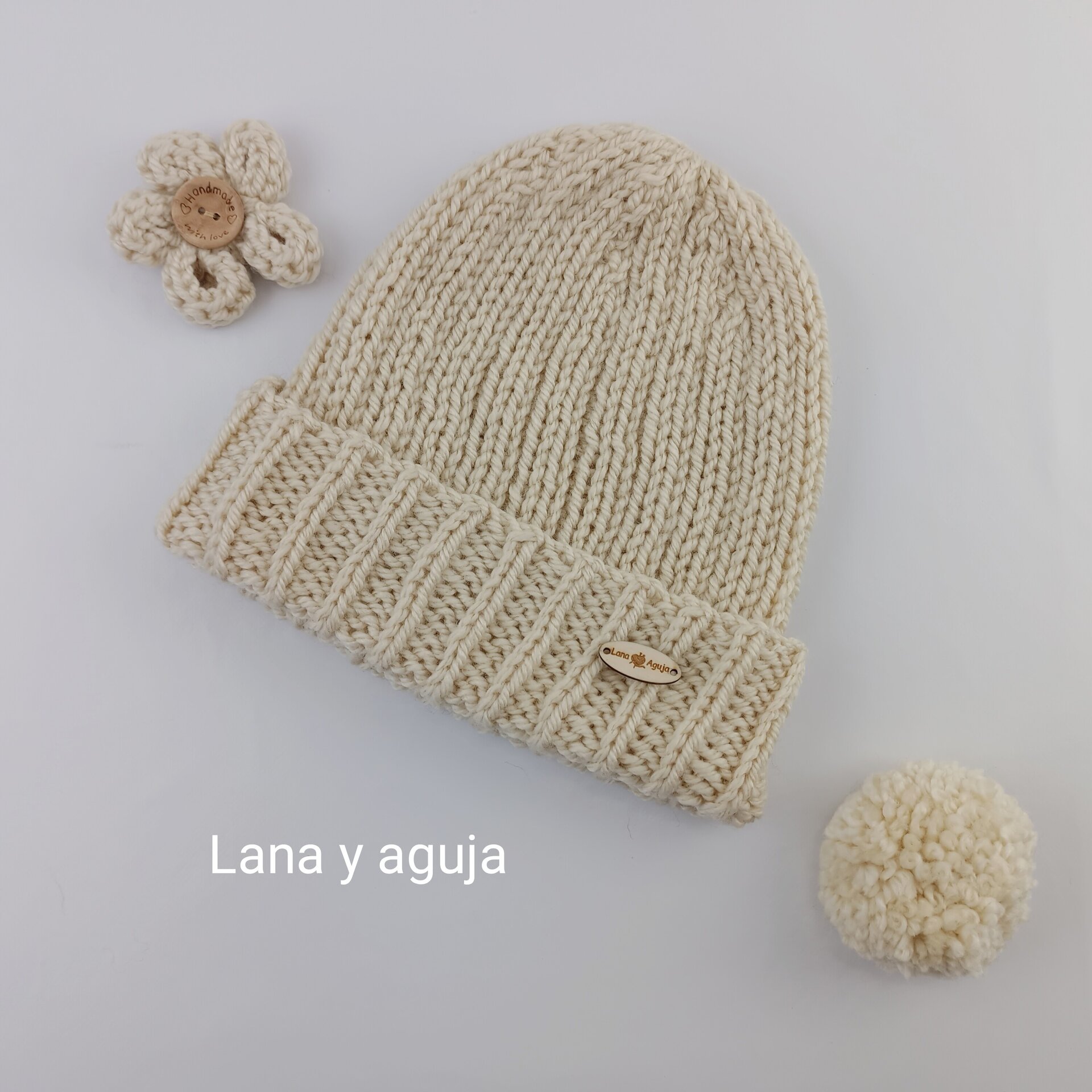 Gorro de lana para mujer, regalo único, sombrero con pompón. - 5