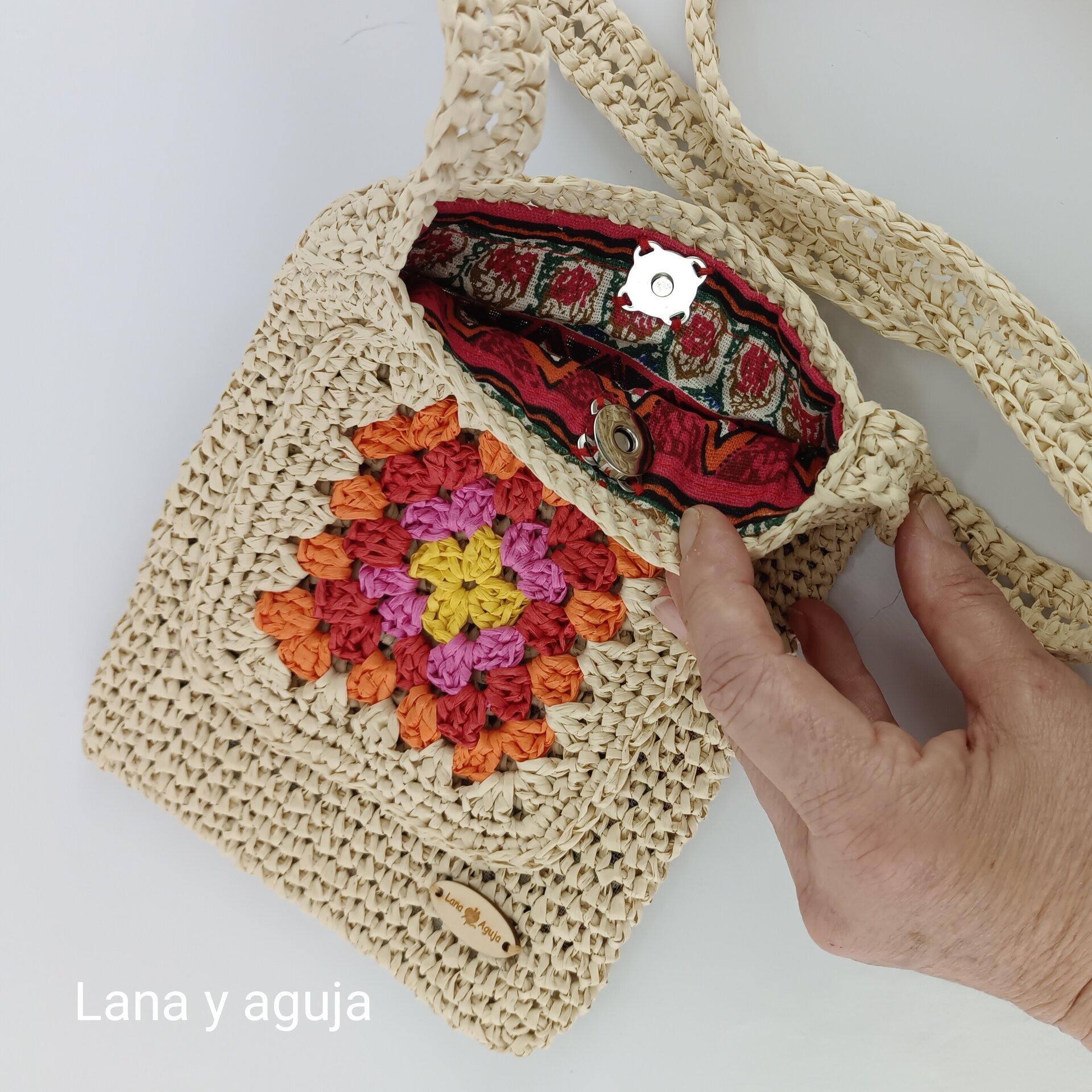 Bolso de crochet, bolso de hombro, tejido a mano, diseño original. - 9