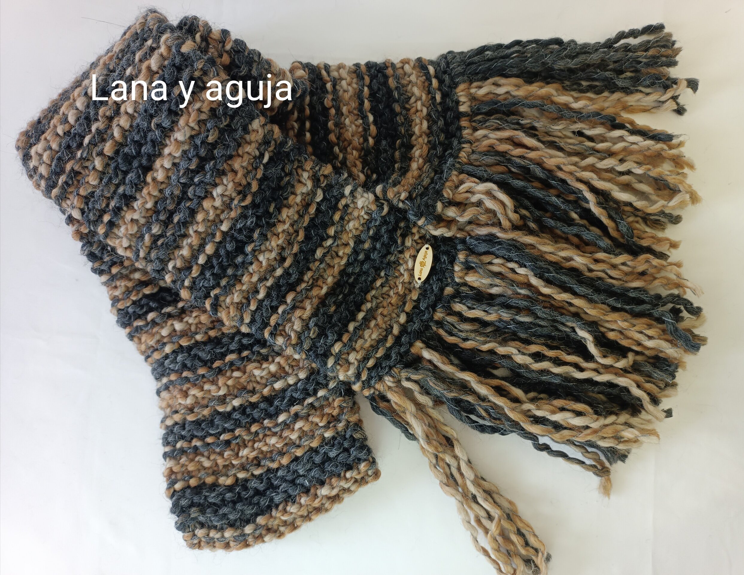 Bufanda de lana con flecos, tejido a mano, bufanda unisex. VARIOS COLORES - 3