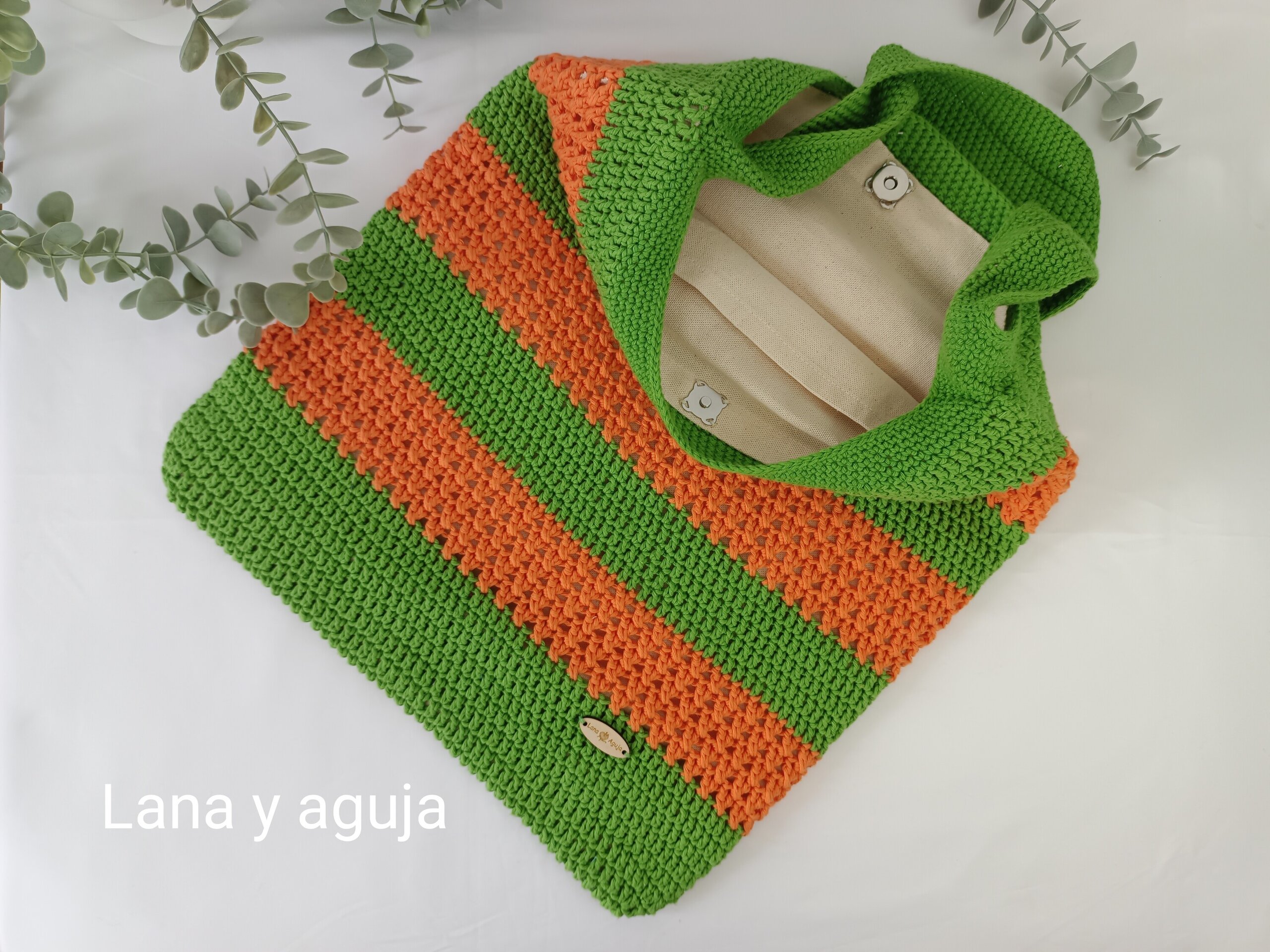 Bolso de crochet, bolso de colgar, tejido a mano, Bolso tote. - 2