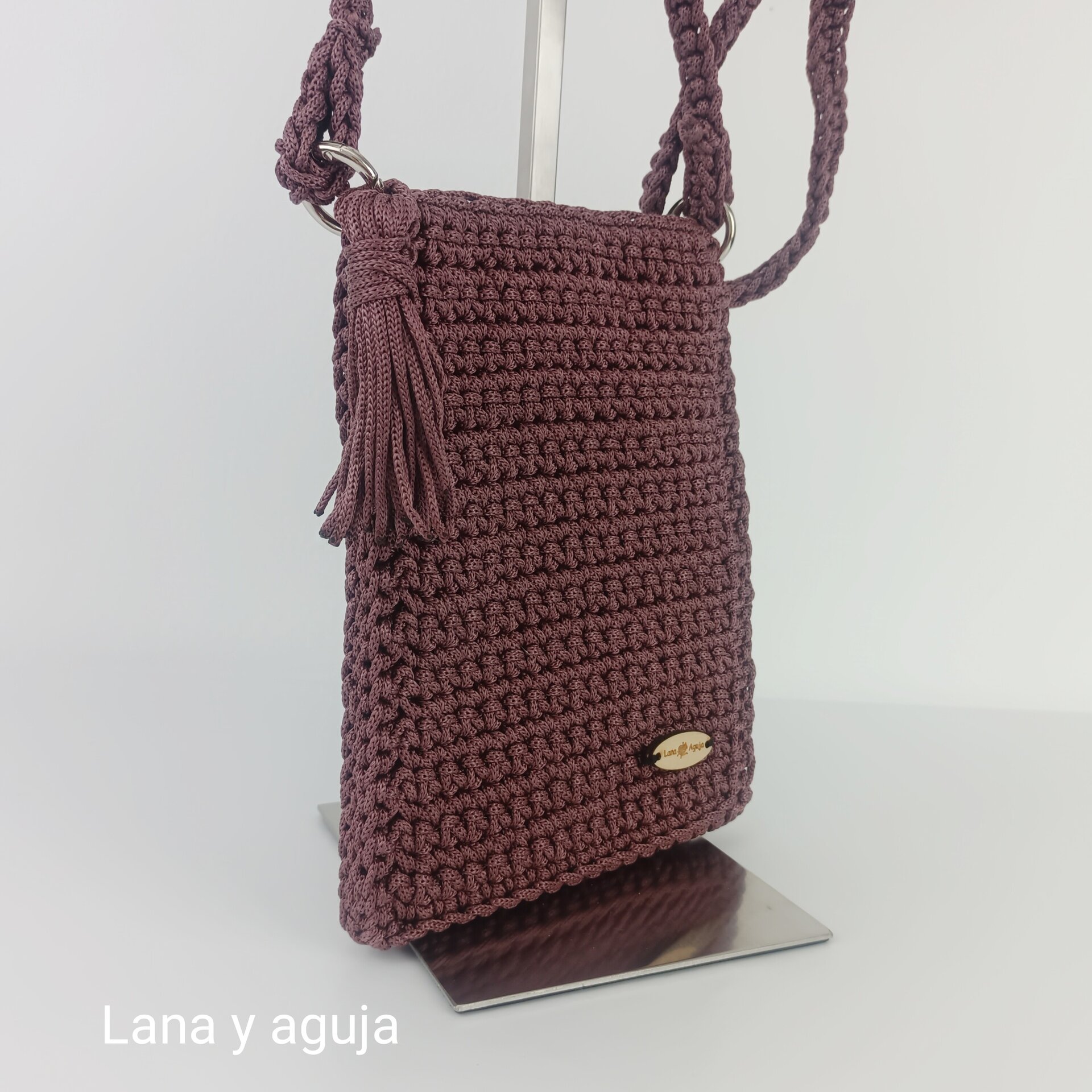 Bolso de crochet, tejido a mano, diseño original, hilo trenzado. - 3