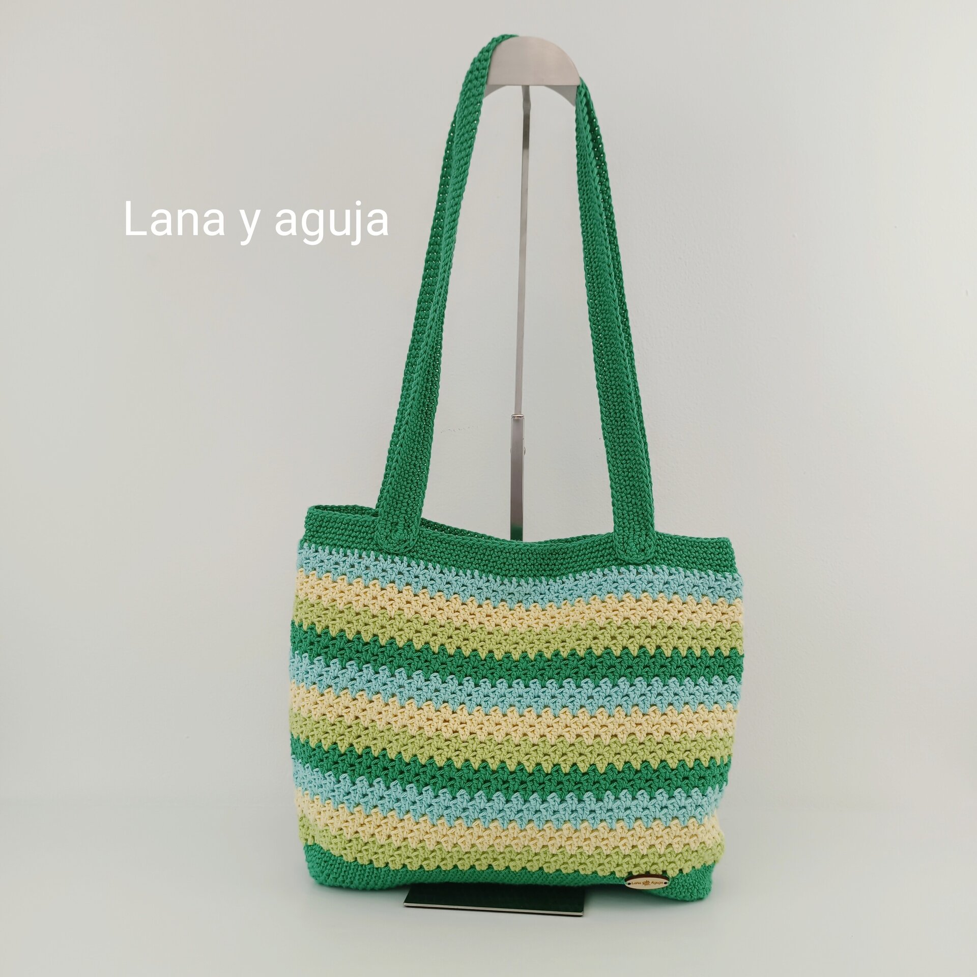 Bolso de crochet, bolso de asas, tejido a mano, VARIOS COLORES. - 2
