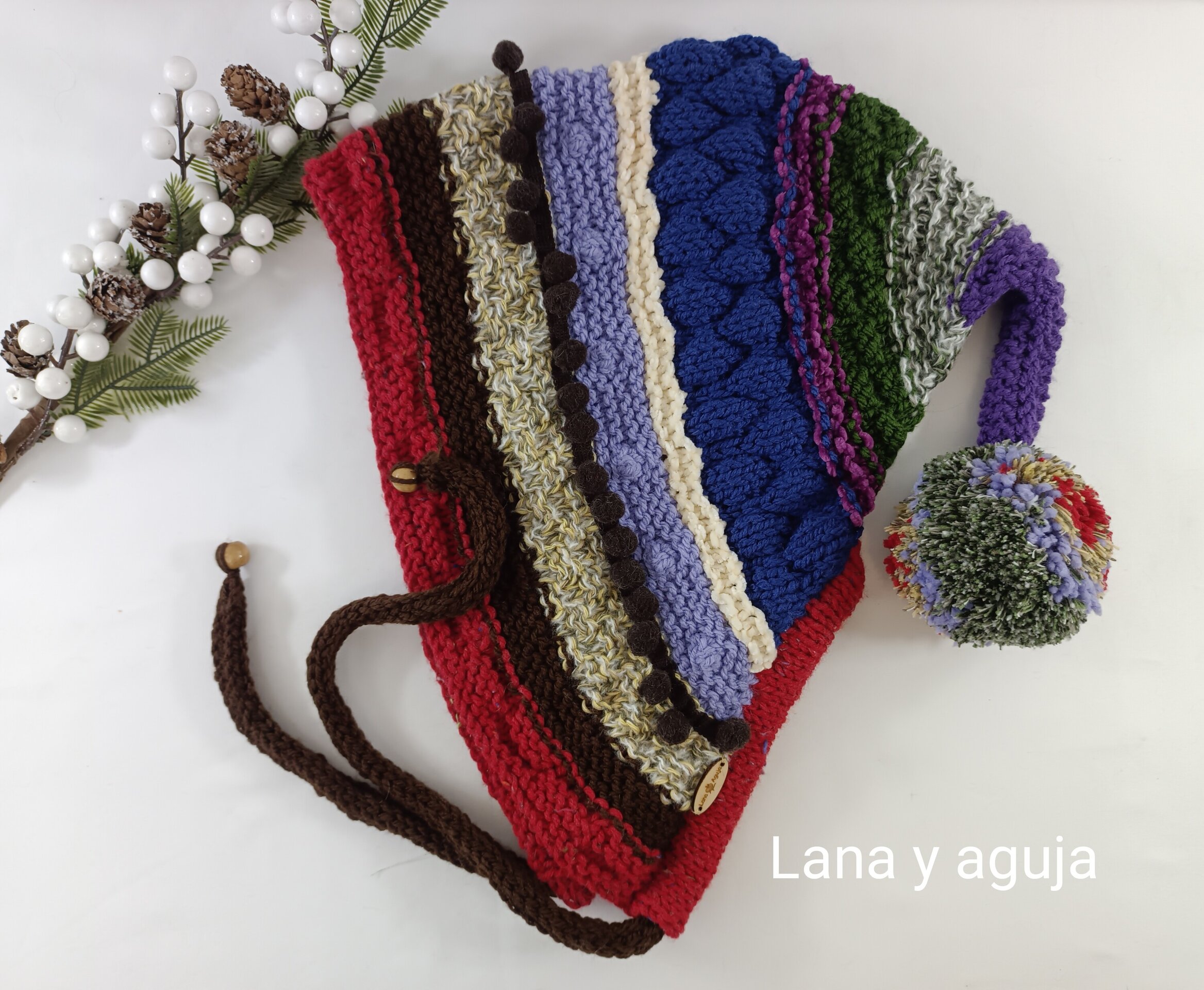 Gorro tejido invierno, gorro lana largo, gorro capucha, VARIOS COLORES. - 9