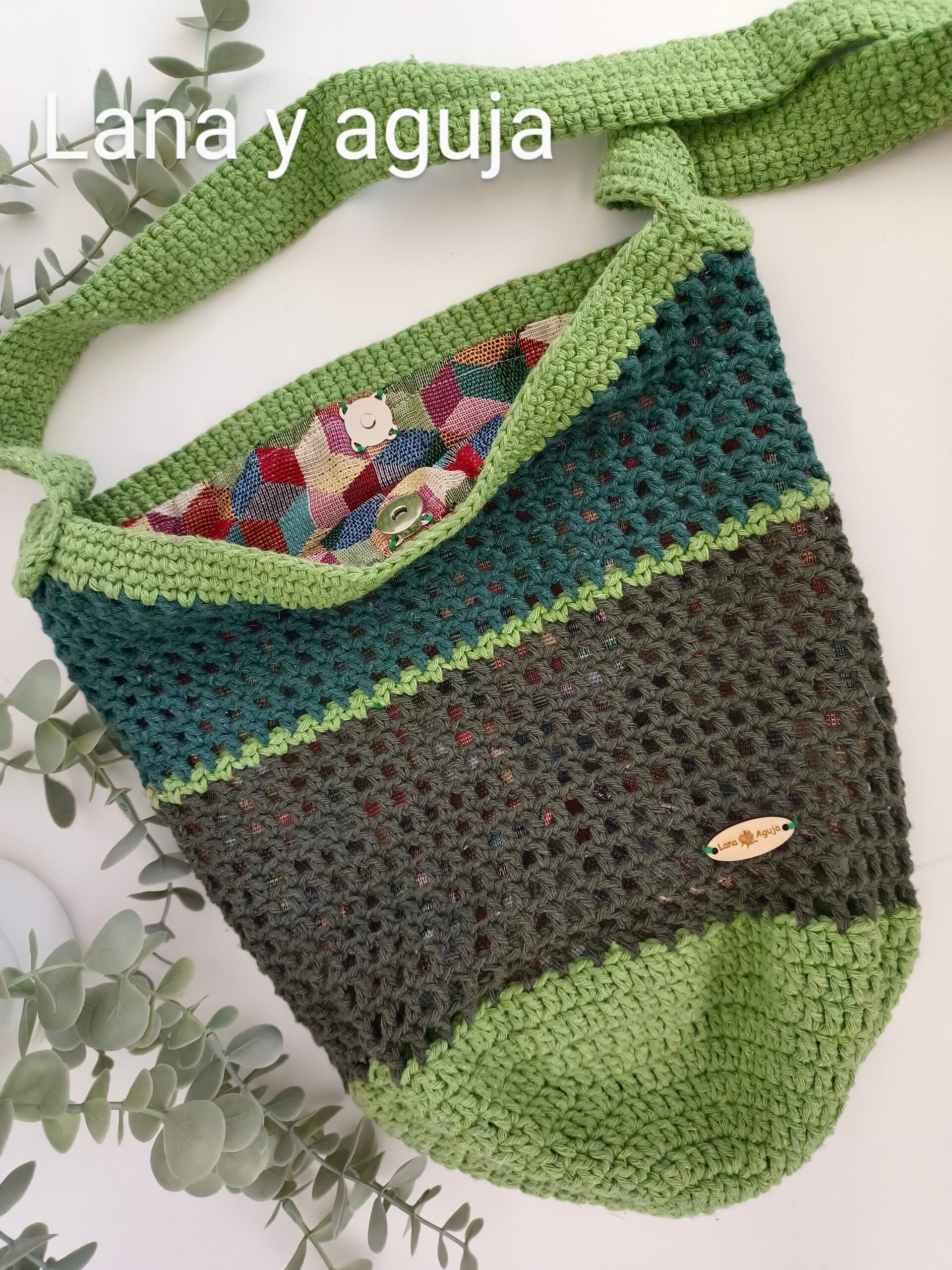 Bolso de crochet, bolso de hombro, tejido a mano, diseño original. - 4