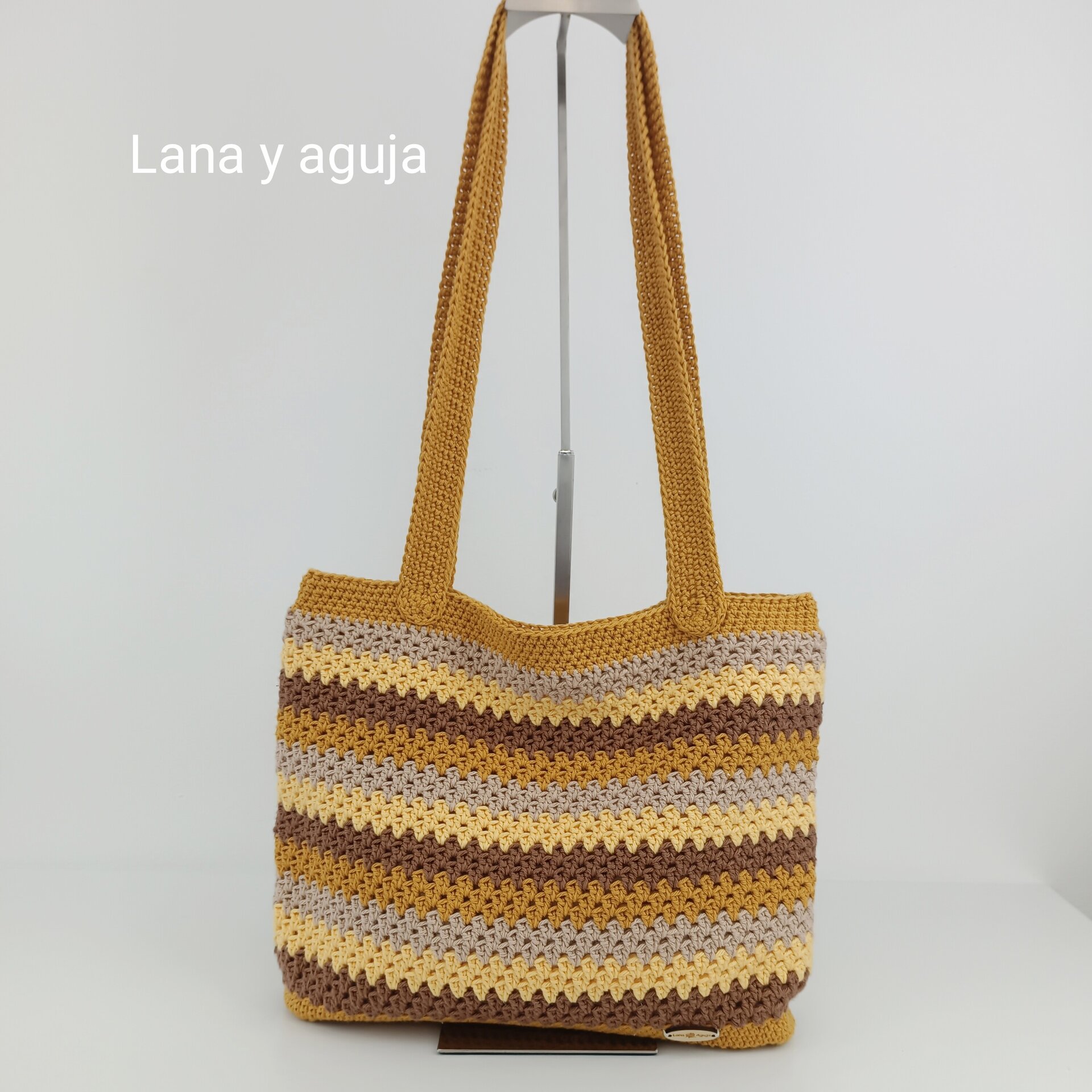 Bolso de crochet, bolso de asas, tejido a mano, VARIOS COLORES. - 6