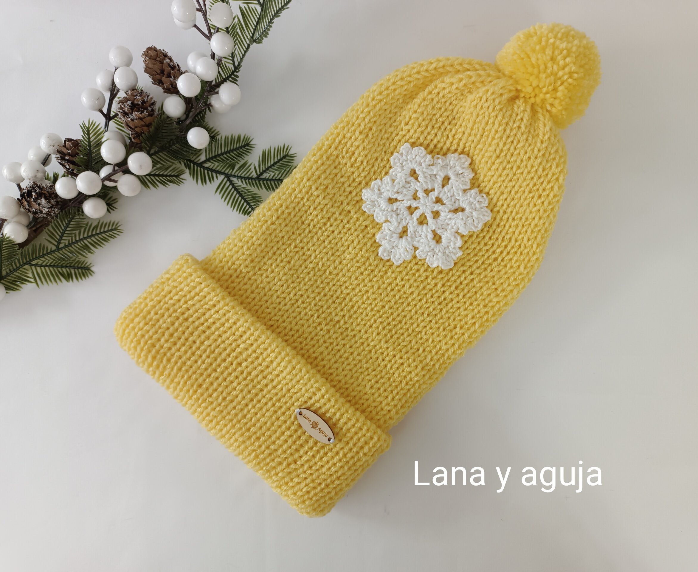Gorro de lana largo, unisex, copo de nieve. VARIOS COLORES - 12