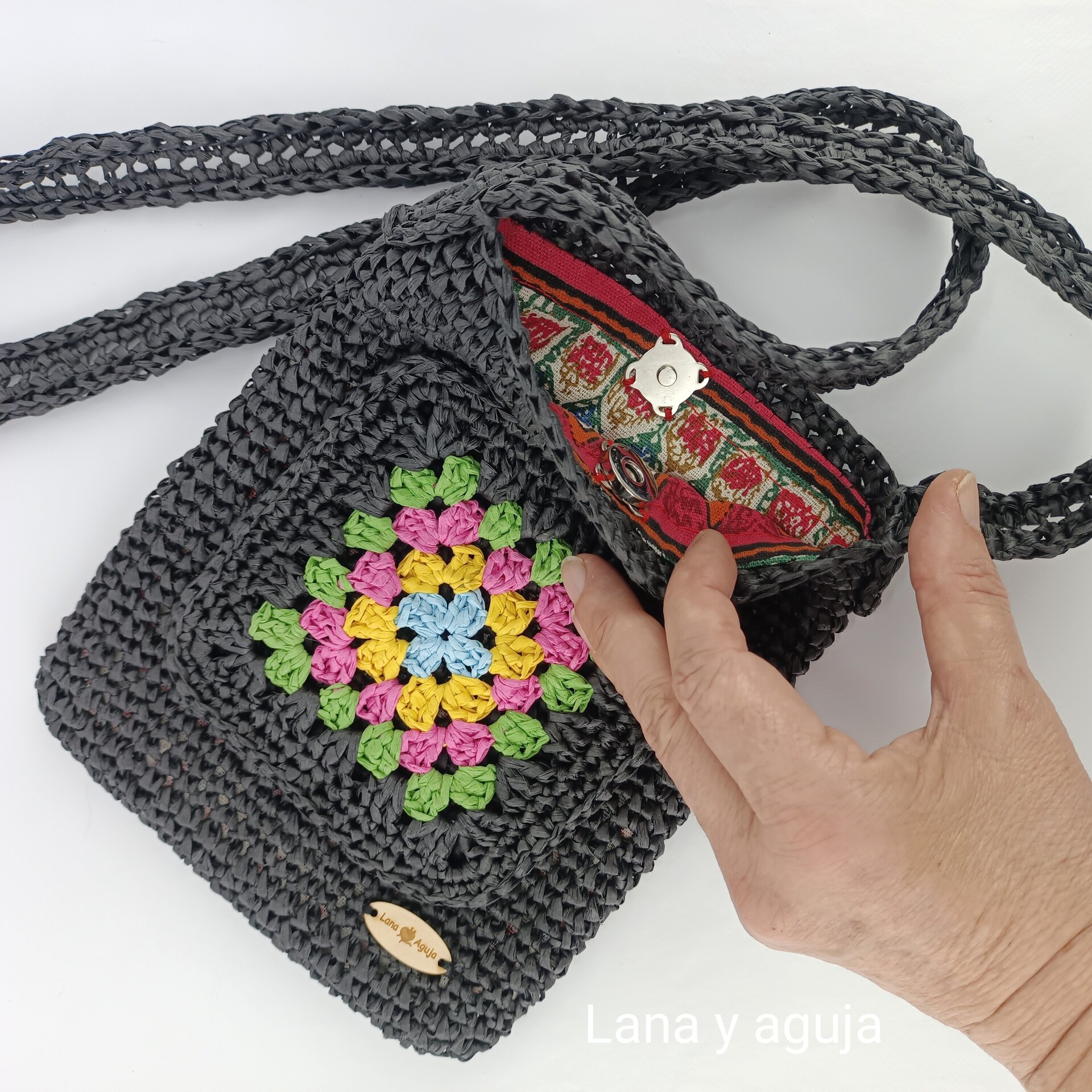 Bolso de crochet, bolso de hombro, tejido a mano, diseño original. - 13
